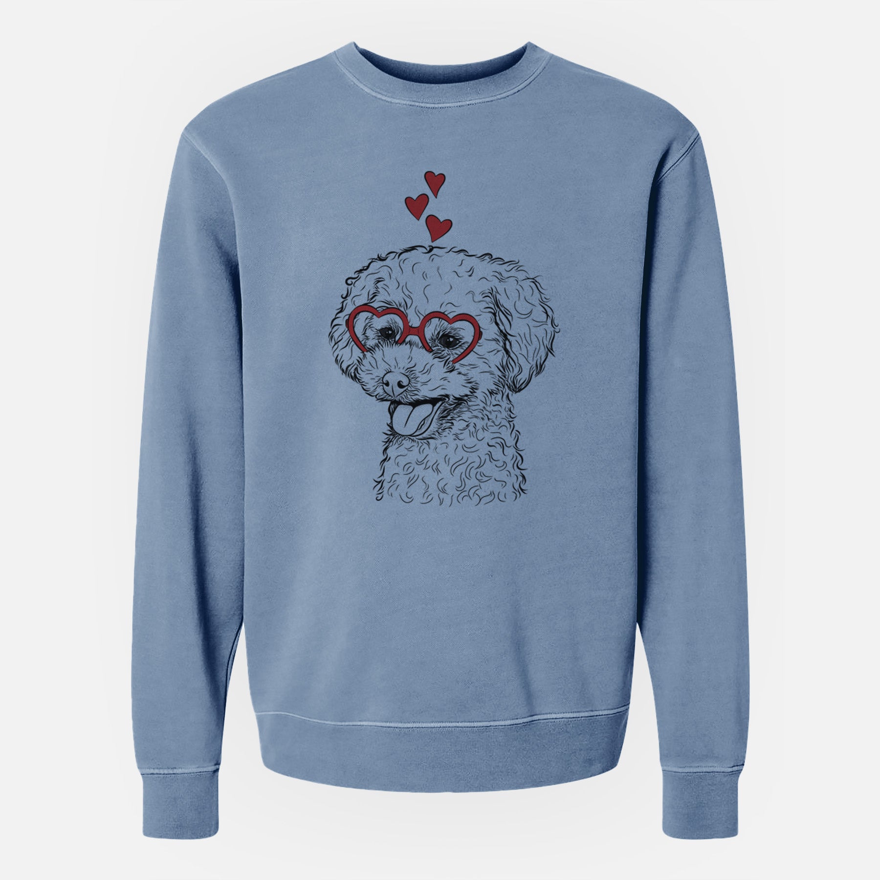 Valentine Rocky the Teacup Poodle - Unisex Pigment Dyed Crew Sweatshirt