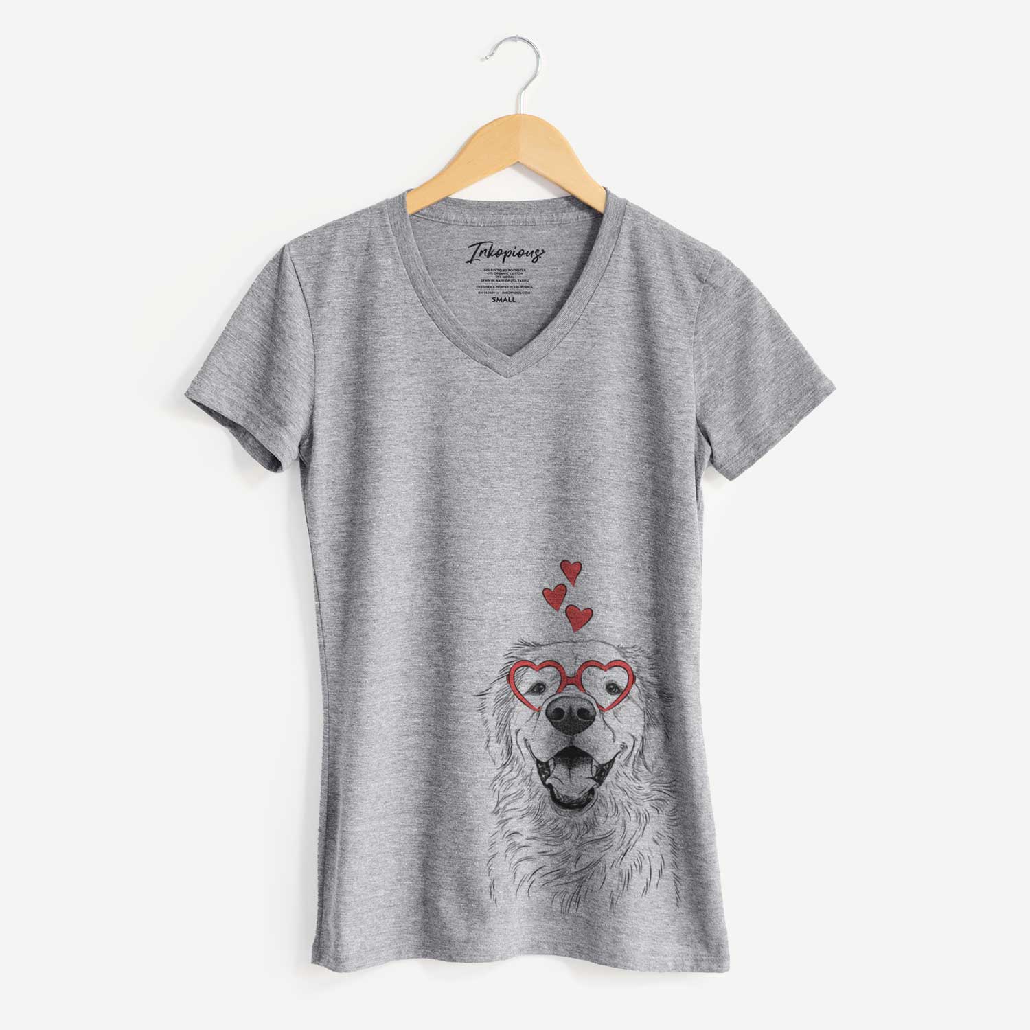 Valentine Roger the Golden Retriever - Women's V-neck Shirt