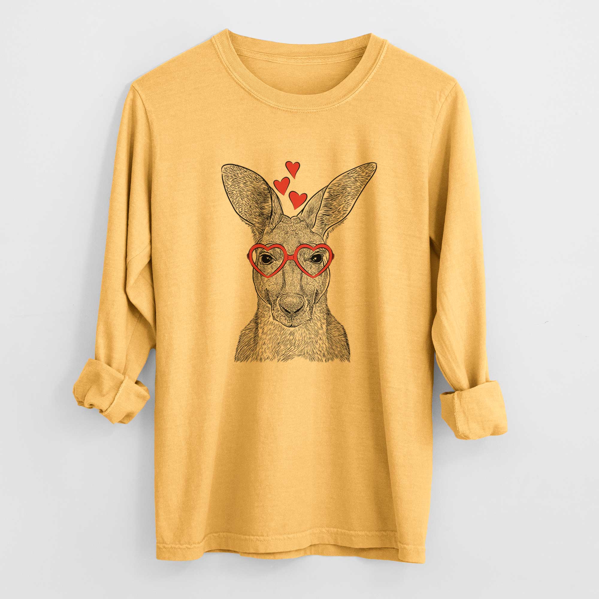 Valentine Roger the Red Kangaroo - Heavyweight 100% Cotton Long Sleeve