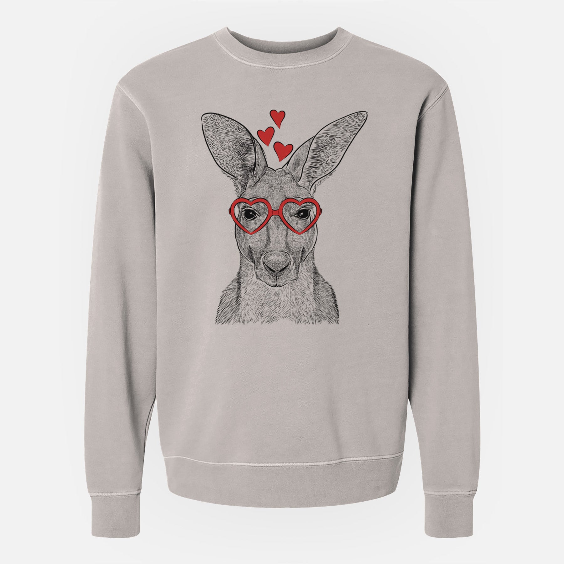 Valentine Roger the Red Kangaroo - Unisex Pigment Dyed Crew Sweatshirt