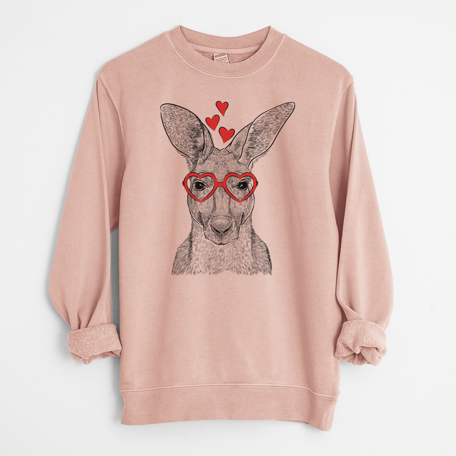 Valentine Roger the Red Kangaroo - Unisex Pigment Dyed Crew Sweatshirt