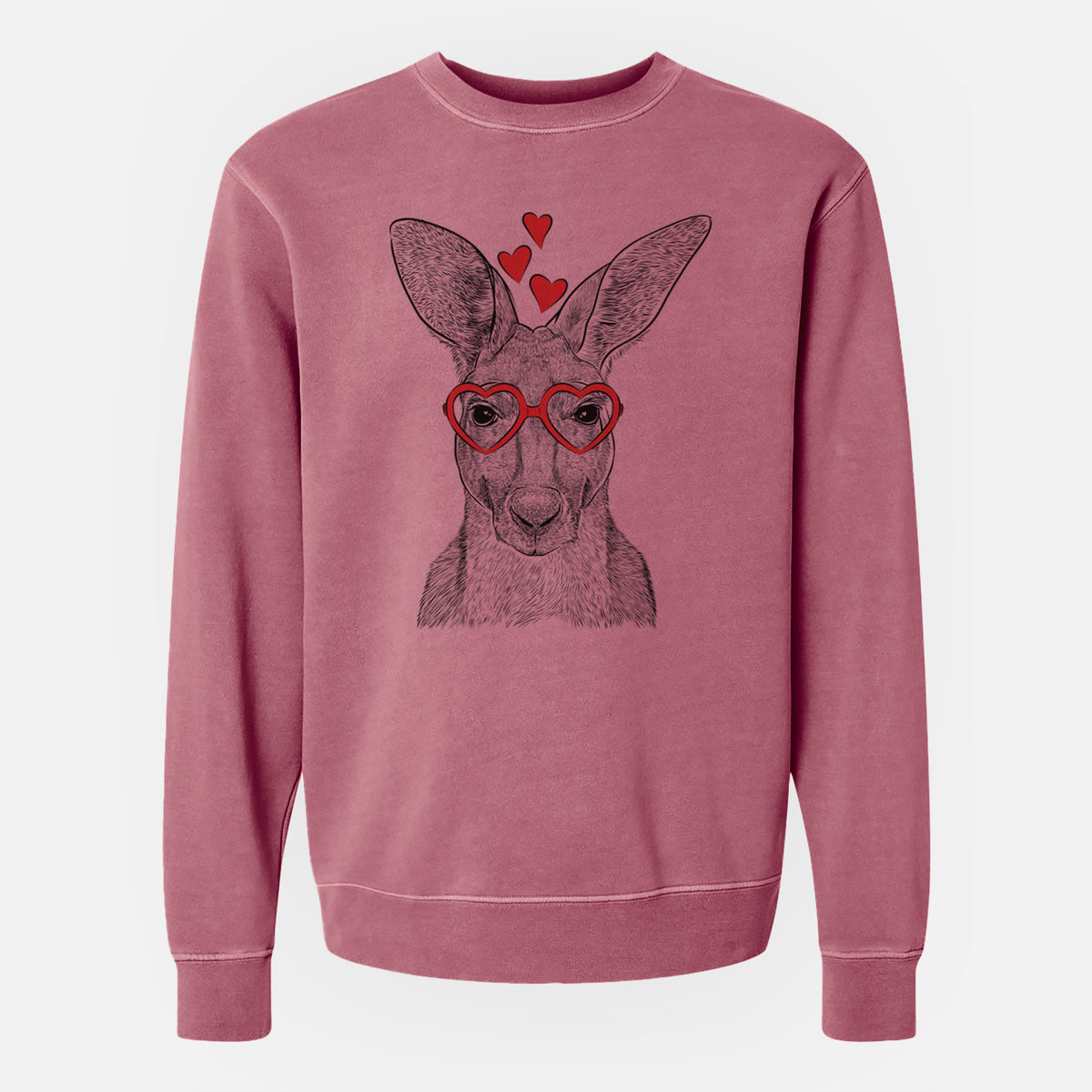 Valentine Roger the Red Kangaroo - Unisex Pigment Dyed Crew Sweatshirt