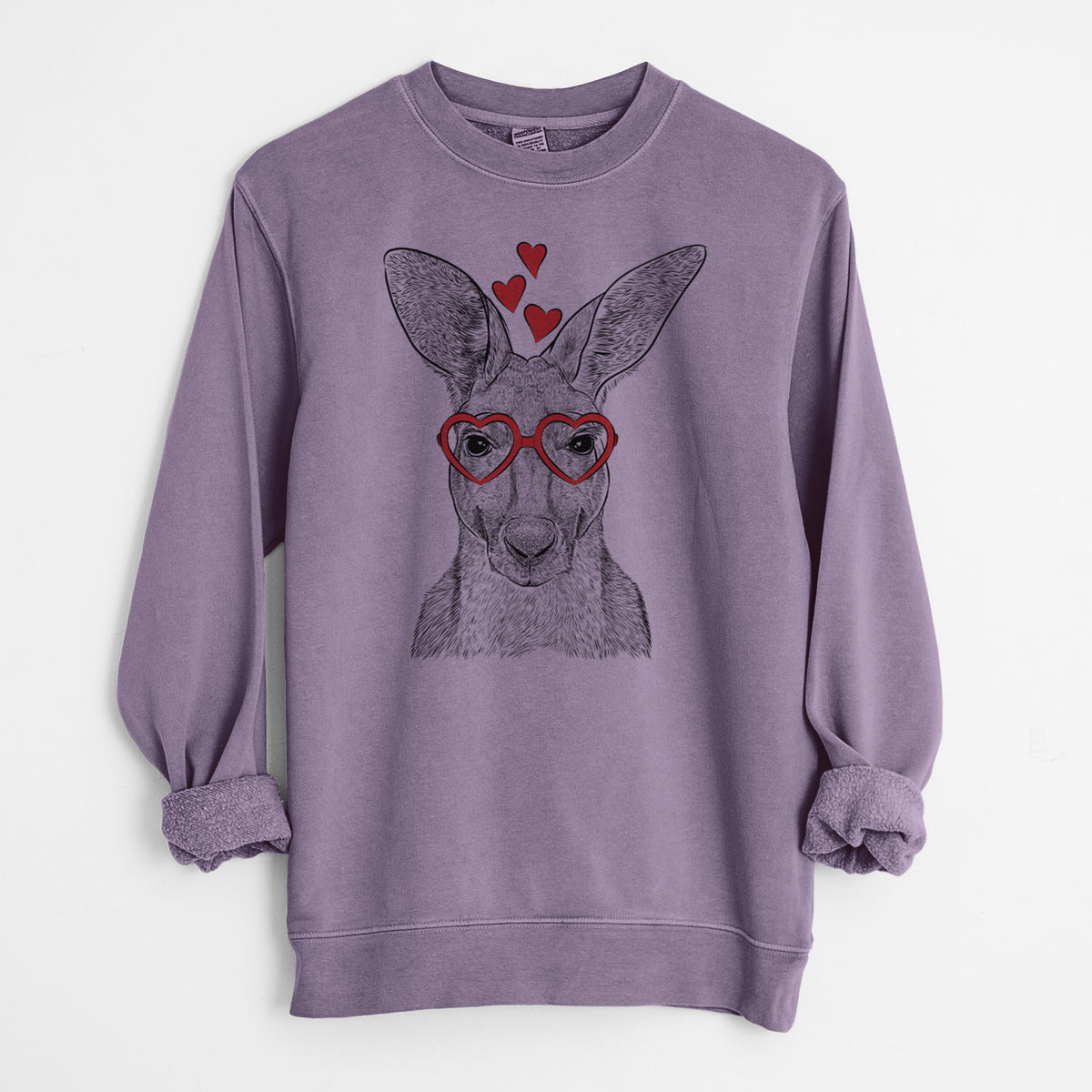 Valentine Roger the Red Kangaroo - Unisex Pigment Dyed Crew Sweatshirt