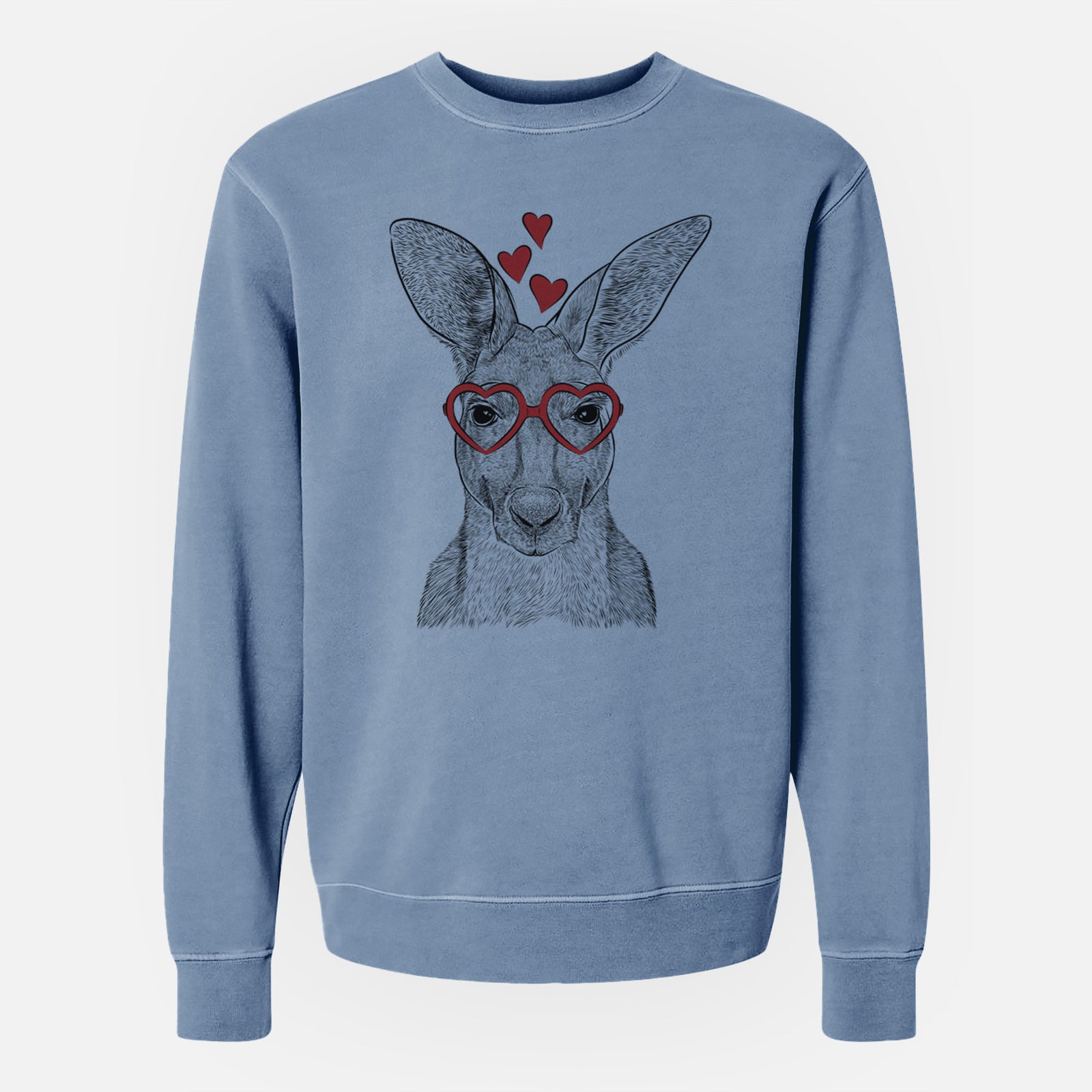 Valentine Roger the Red Kangaroo - Unisex Pigment Dyed Crew Sweatshirt