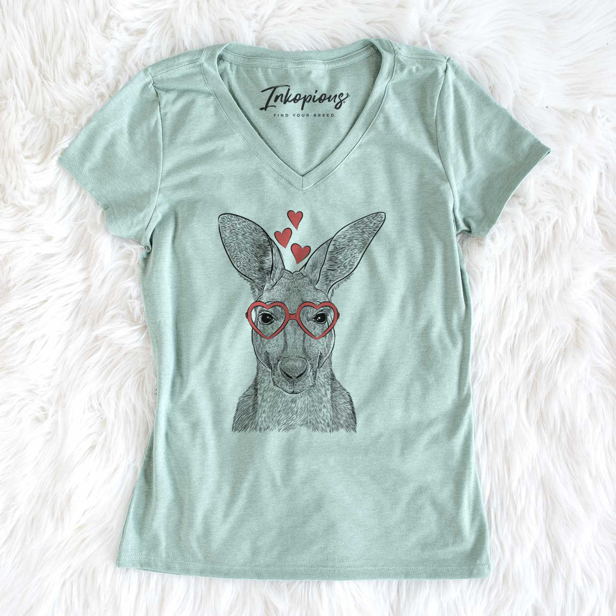 Valentine Roger the Red Kangaroo - Women's V-neck Shirt