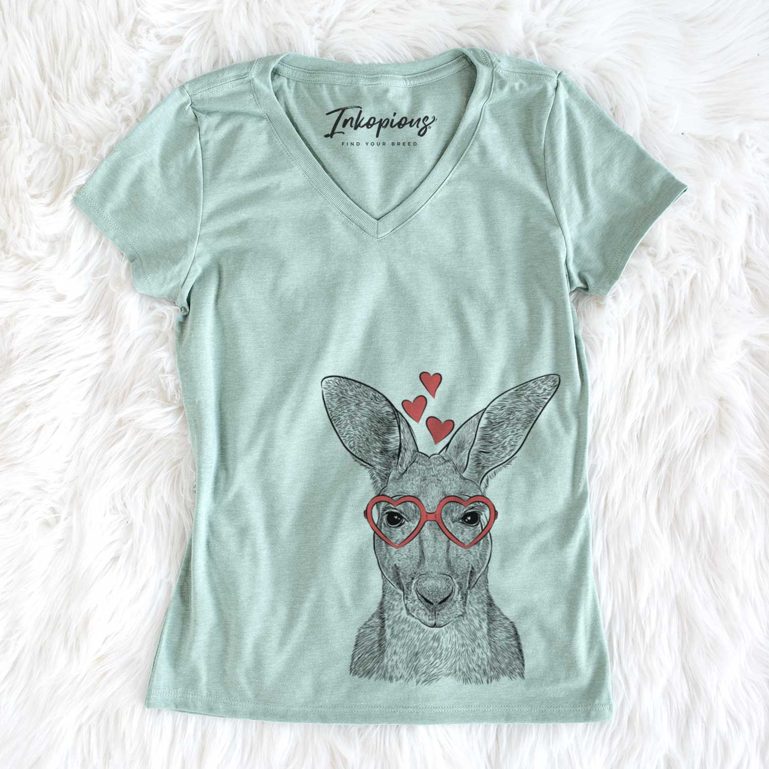 Valentine Roger the Red Kangaroo - Women's V-neck Shirt