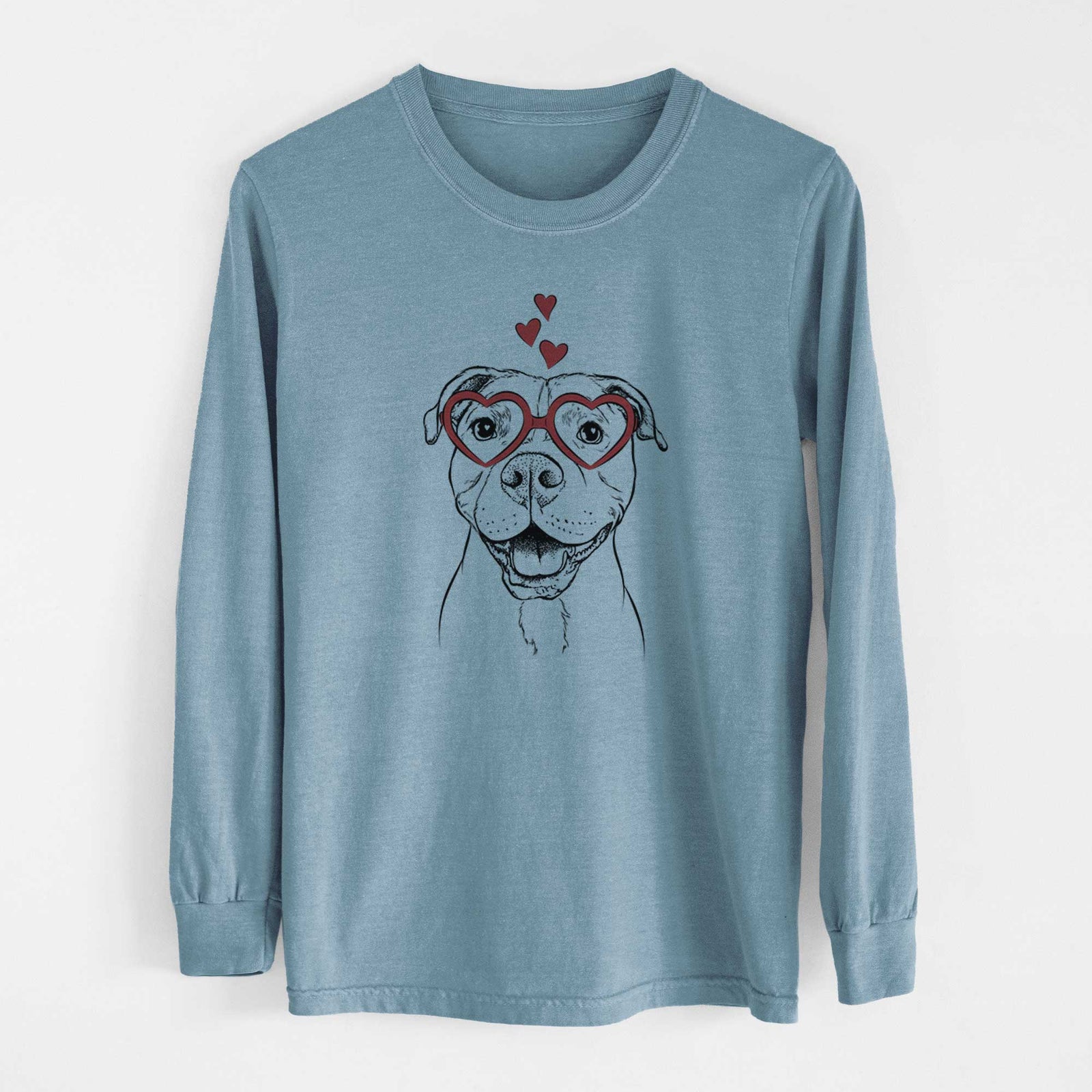 Valentine Roscoe the Pitbull - Heavyweight 100% Cotton Long Sleeve