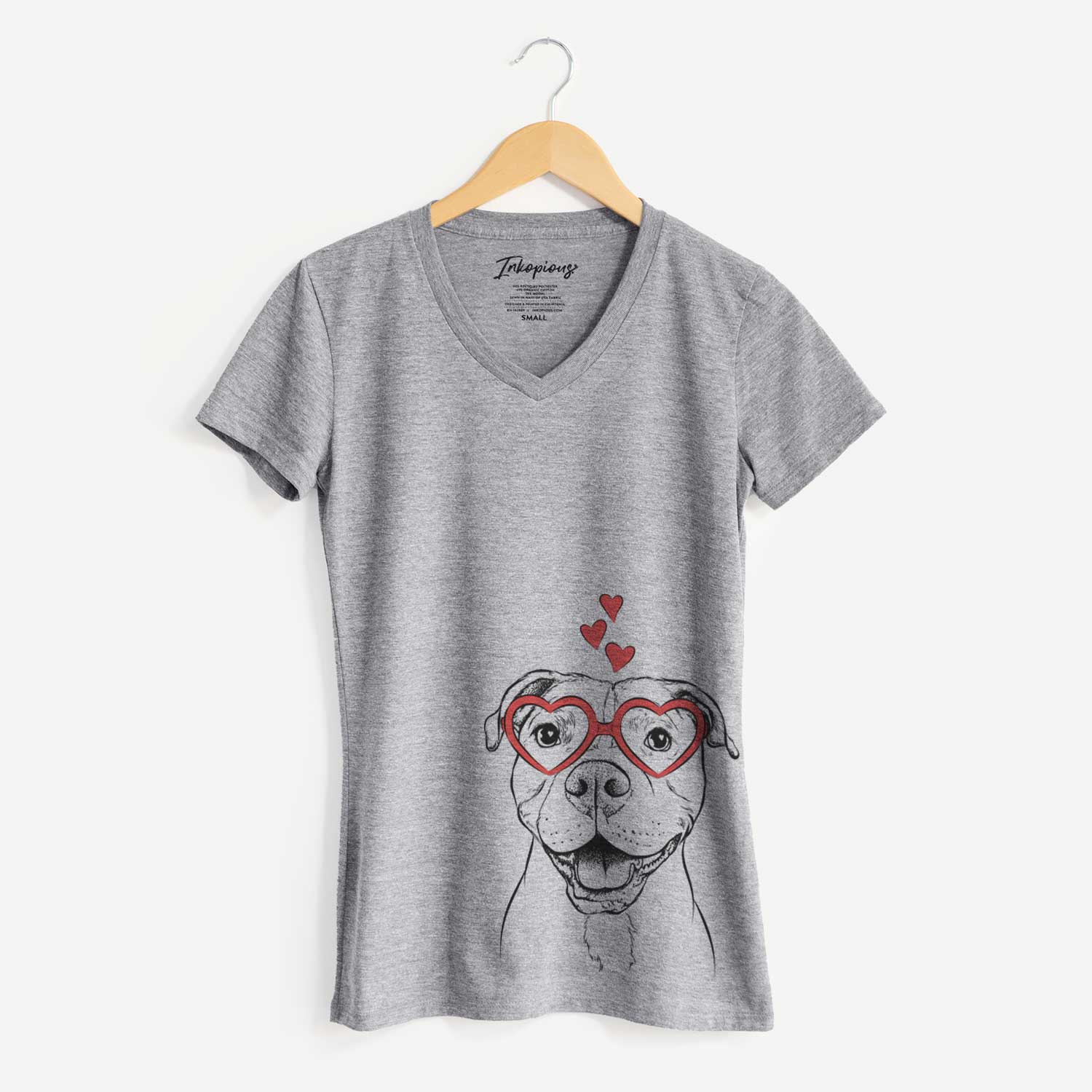 Valentine Roscoe the Pitbull - Women's V-neck Shirt