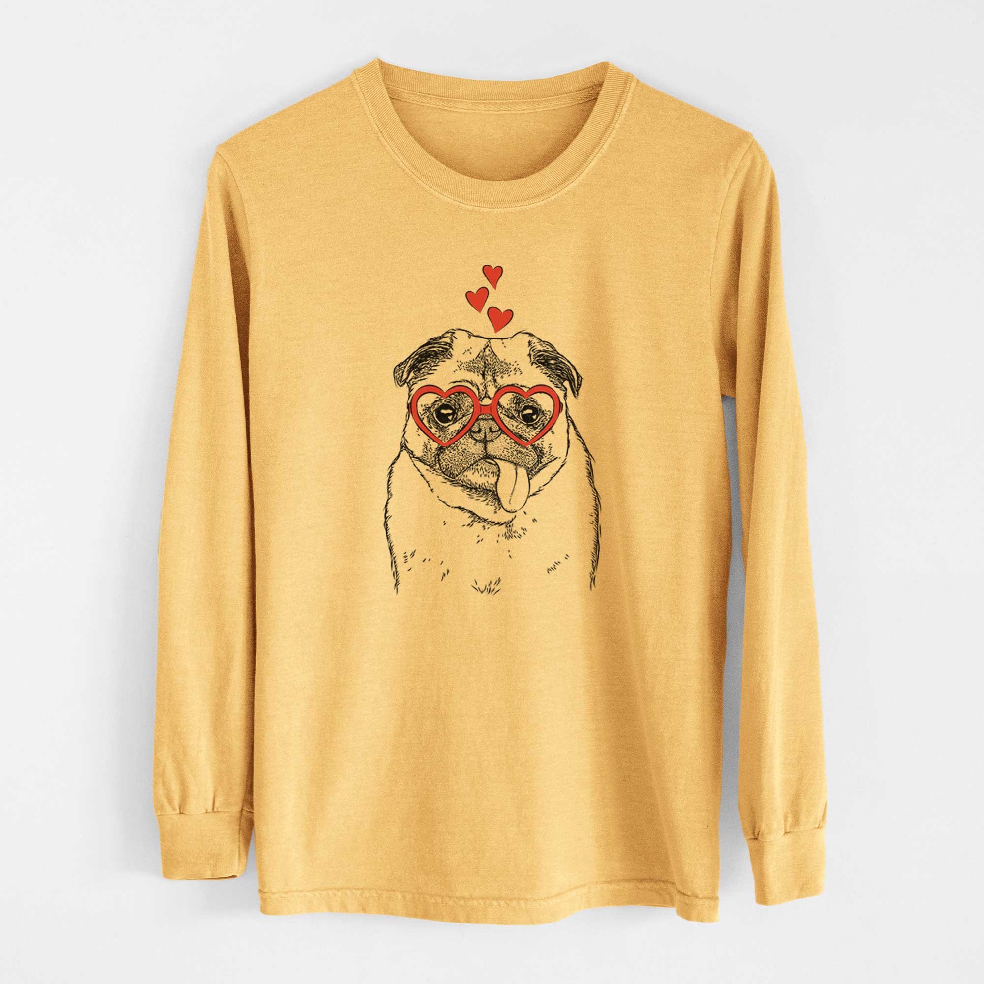 Valentine Rosie the Pug - Heavyweight 100% Cotton Long Sleeve