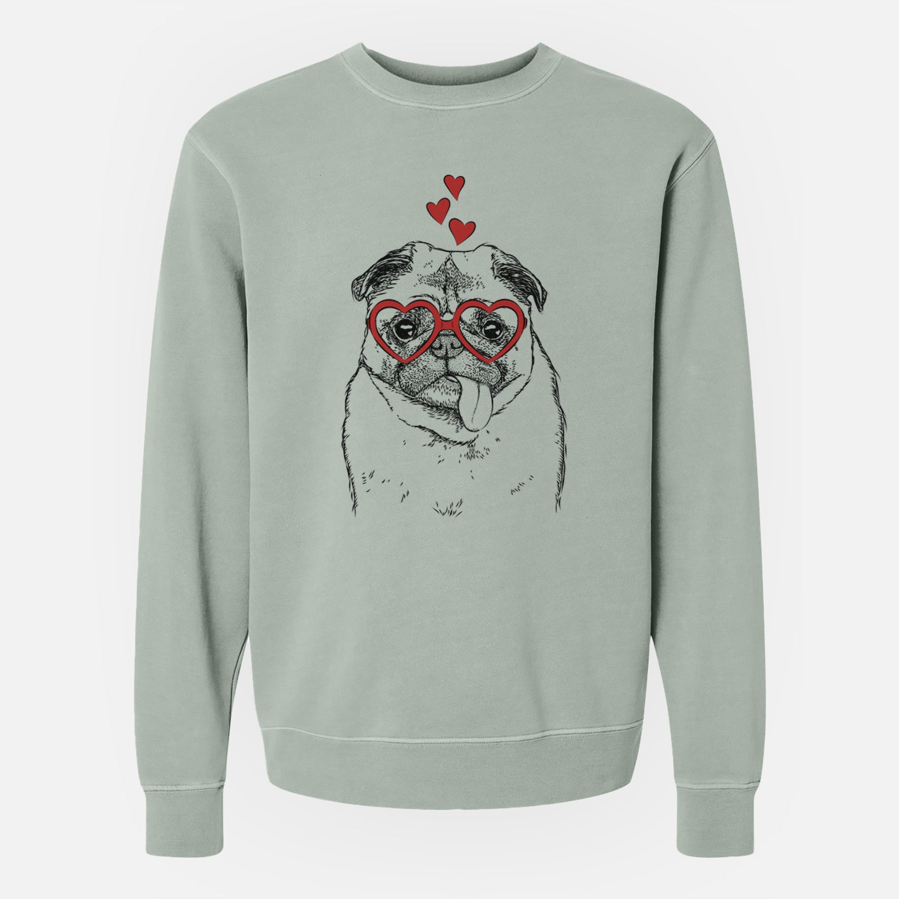 Valentine Rosie the Pug - Unisex Pigment Dyed Crew Sweatshirt