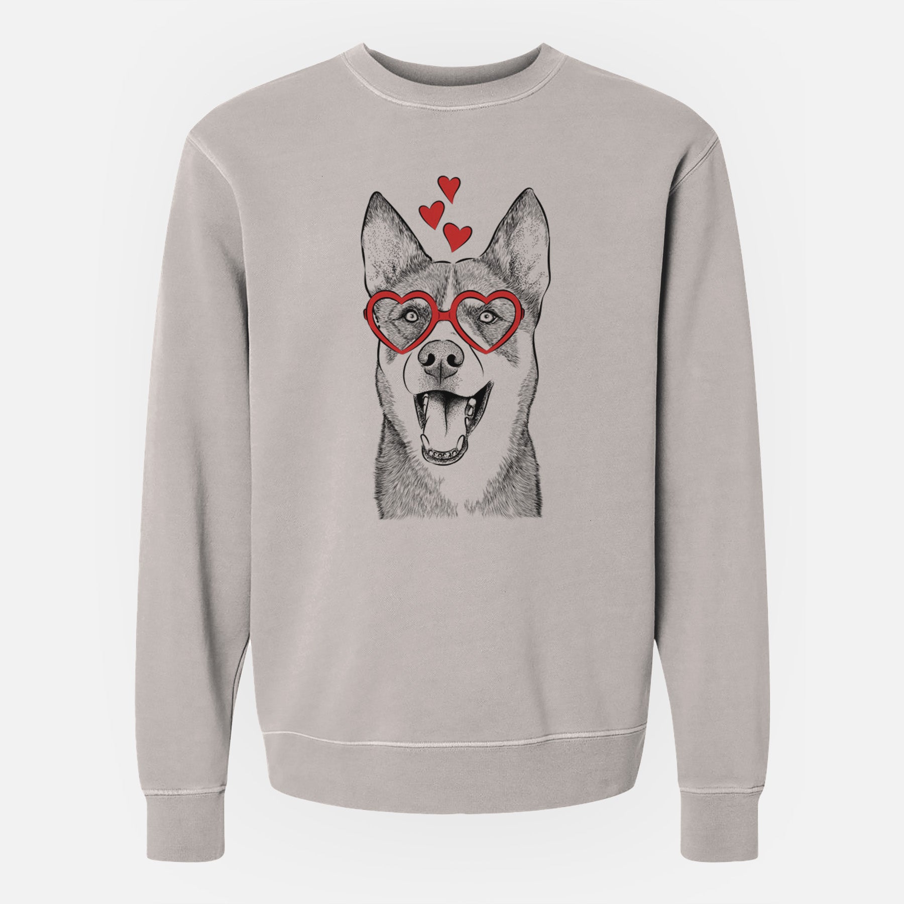 Valentine Roux the Siberian Husky - Unisex Pigment Dyed Crew Sweatshirt