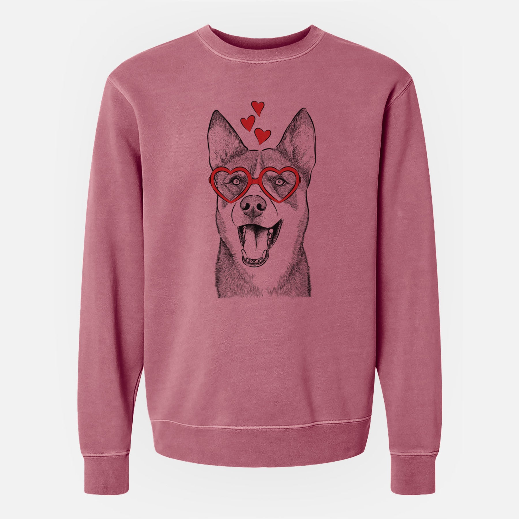 Valentine Roux the Siberian Husky - Unisex Pigment Dyed Crew Sweatshirt