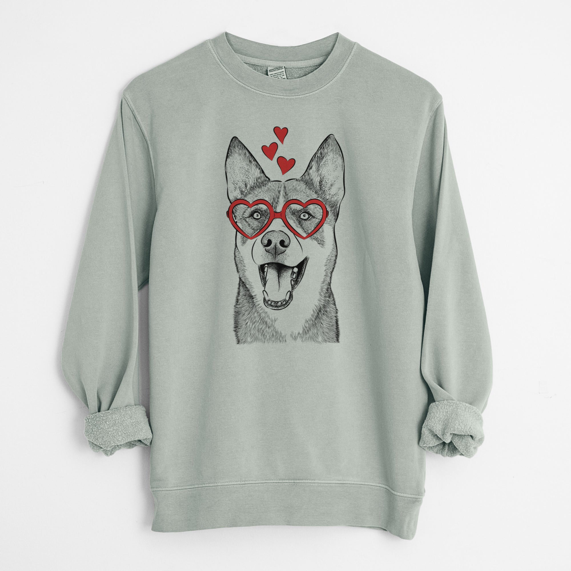 Valentine Roux the Siberian Husky - Unisex Pigment Dyed Crew Sweatshirt