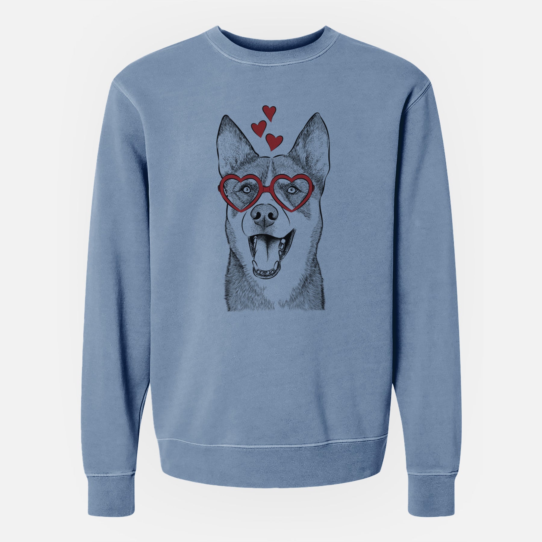 Valentine Roux the Siberian Husky - Unisex Pigment Dyed Crew Sweatshirt