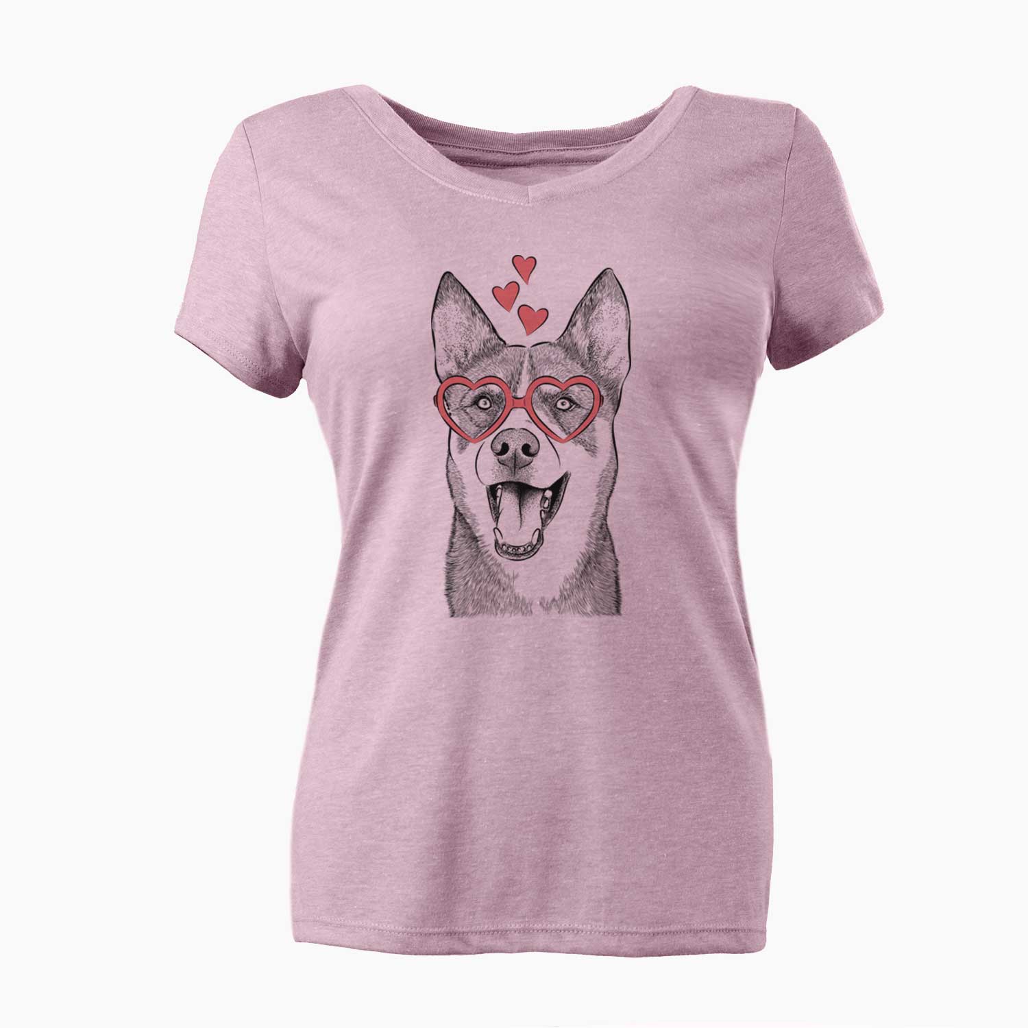 Valentine Roux the Siberian Husky - Women's V-neck Shirt