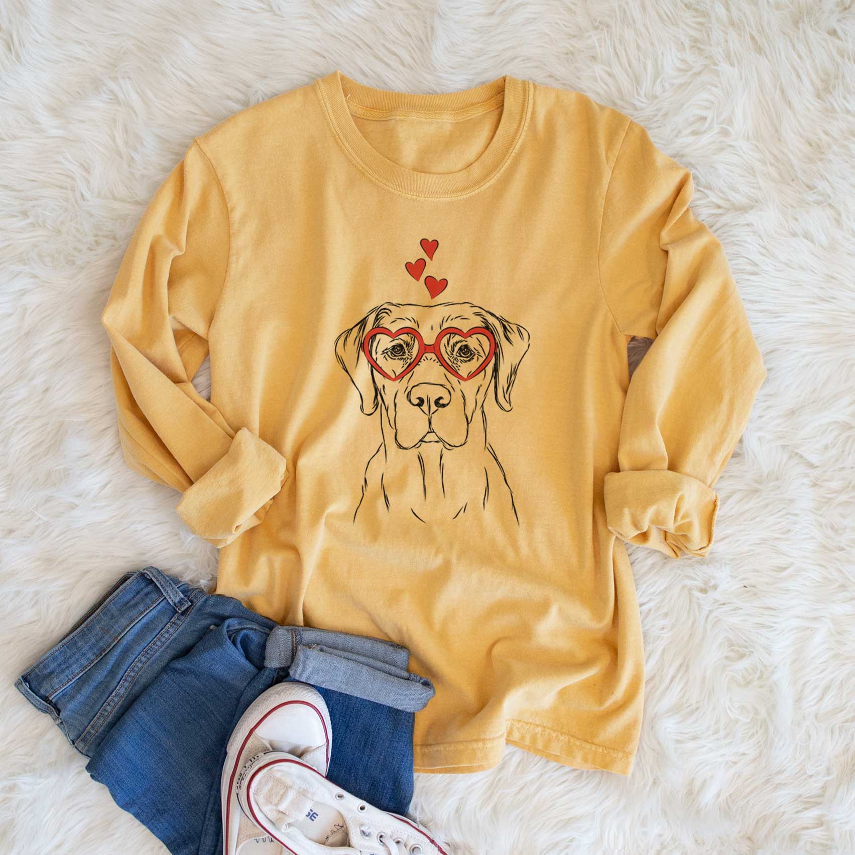 Valentine Rowdy the Labrador Retriever - Heavyweight 100% Cotton Long Sleeve