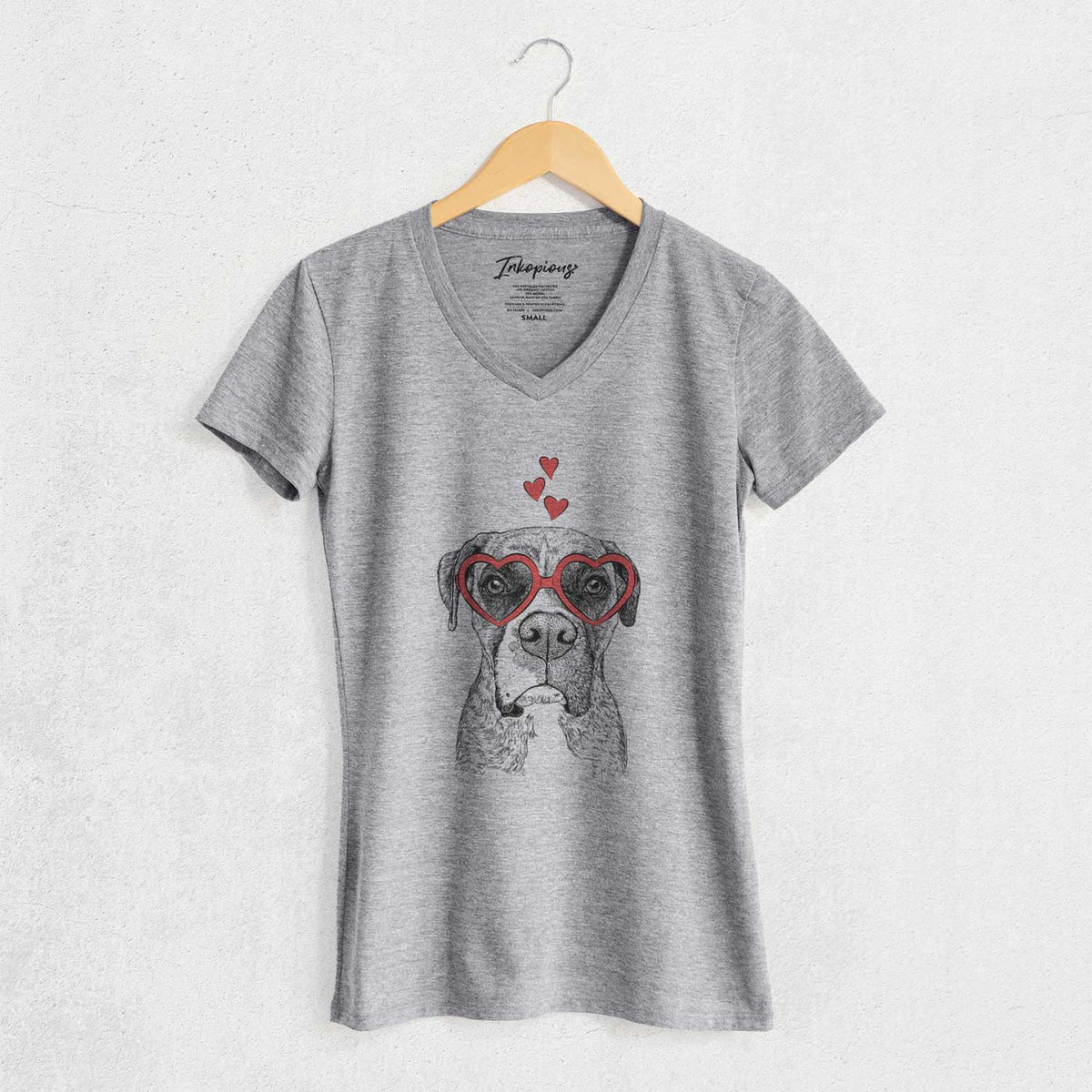 Valentine Rowdy Rex the Boxer - Women's V-neck Shirt