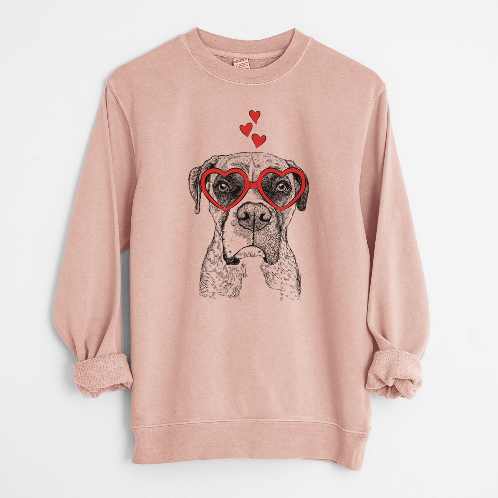 Valentine Rowdy Rex the Boxer - Unisex Pigment Dyed Crew Sweatshirt