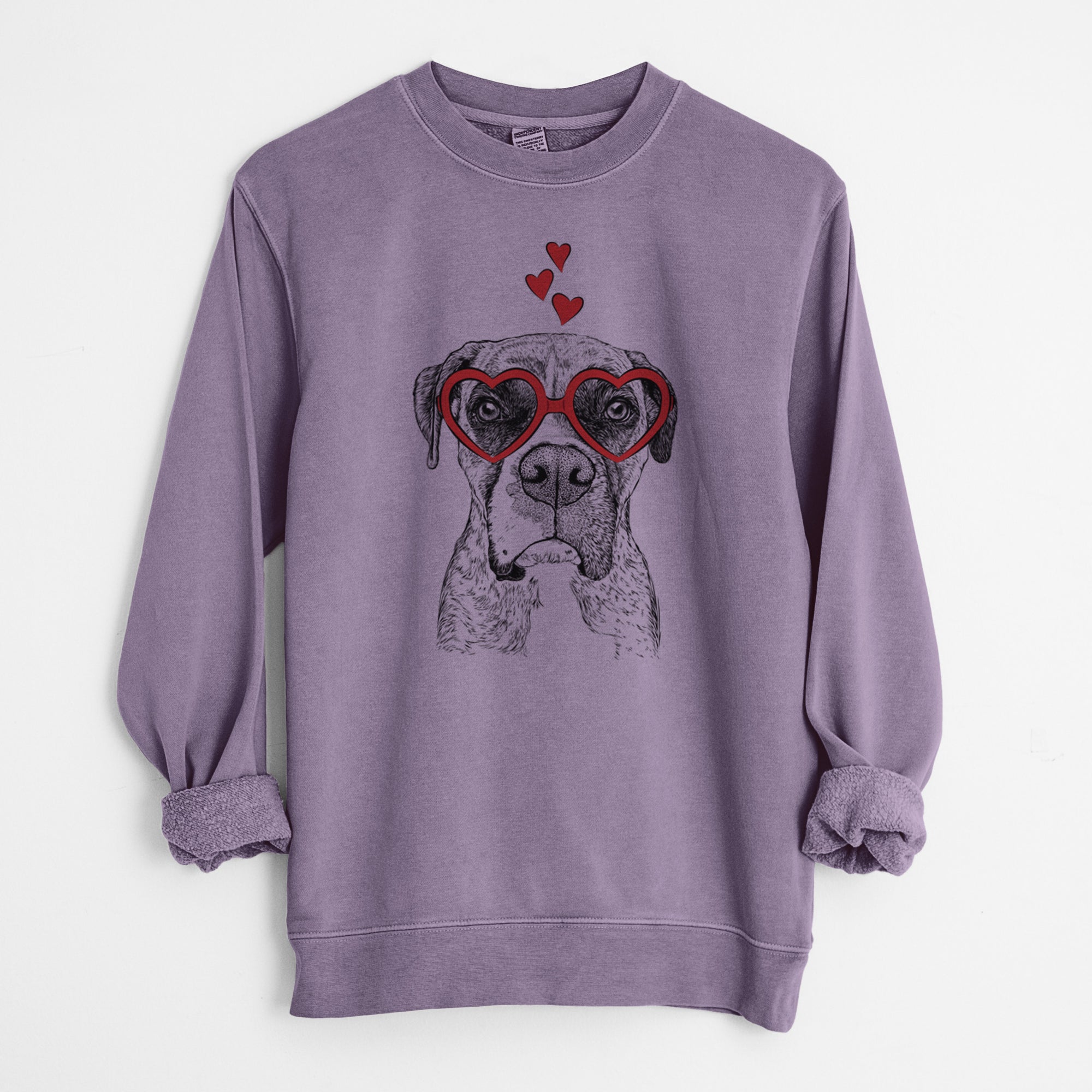 Valentine Rowdy Rex the Boxer - Unisex Pigment Dyed Crew Sweatshirt