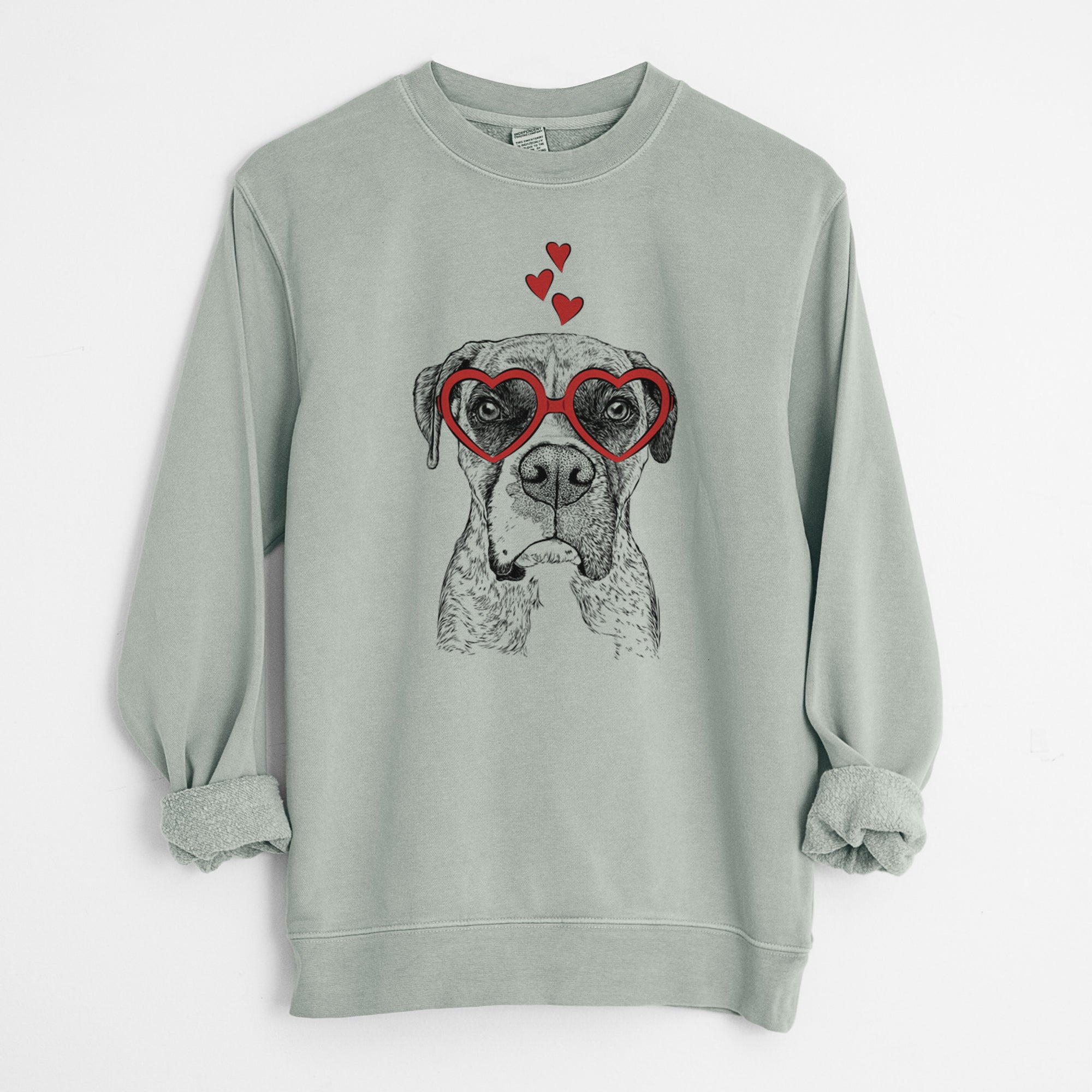 Valentine Rowdy Rex the Boxer - Unisex Pigment Dyed Crew Sweatshirt