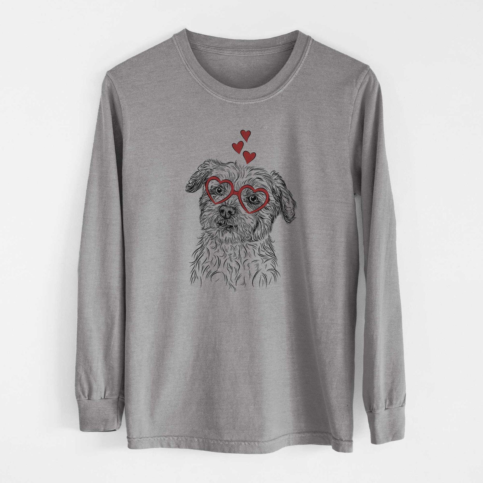 Valentine Roxie the Schnauzer Shih Tzu Mix - Heavyweight 100% Cotton Long Sleeve