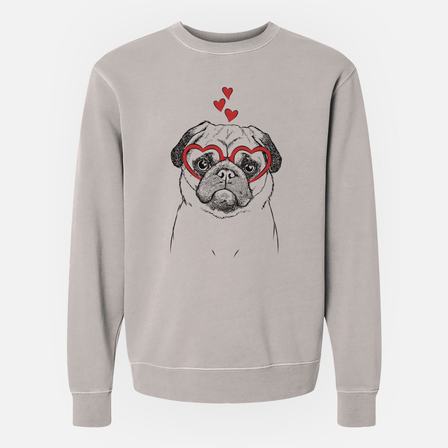 Valentine Ruby the Pug - Unisex Pigment Dyed Crew Sweatshirt