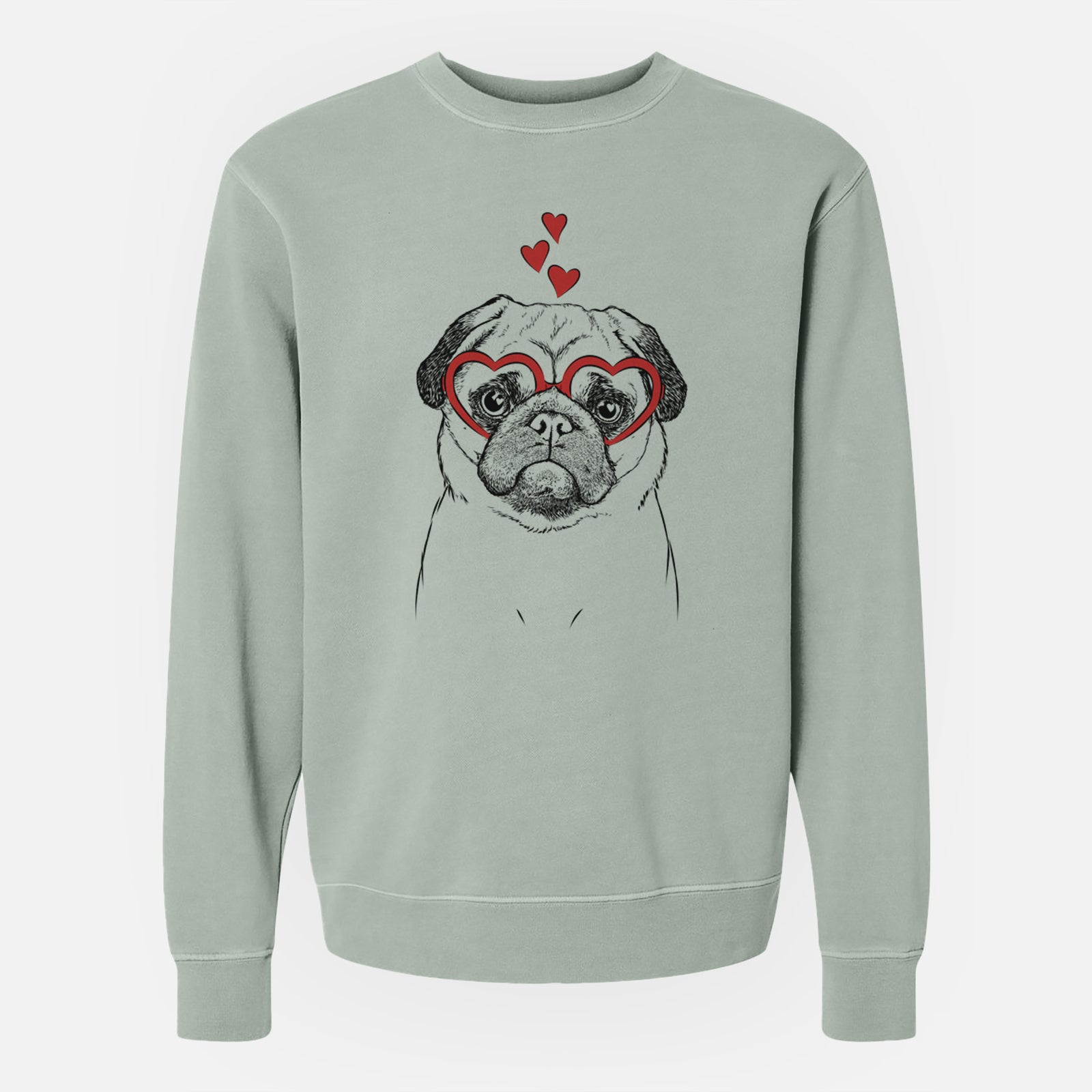 Valentine Ruby the Pug - Unisex Pigment Dyed Crew Sweatshirt