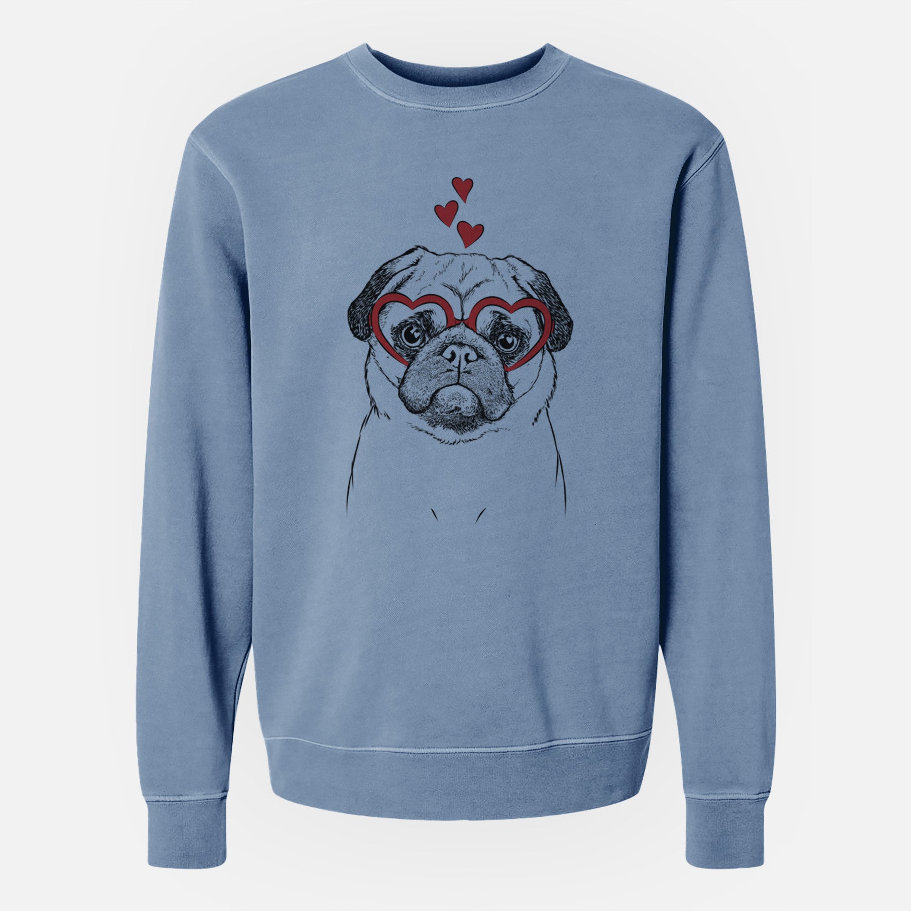 Valentine Ruby the Pug - Unisex Pigment Dyed Crew Sweatshirt