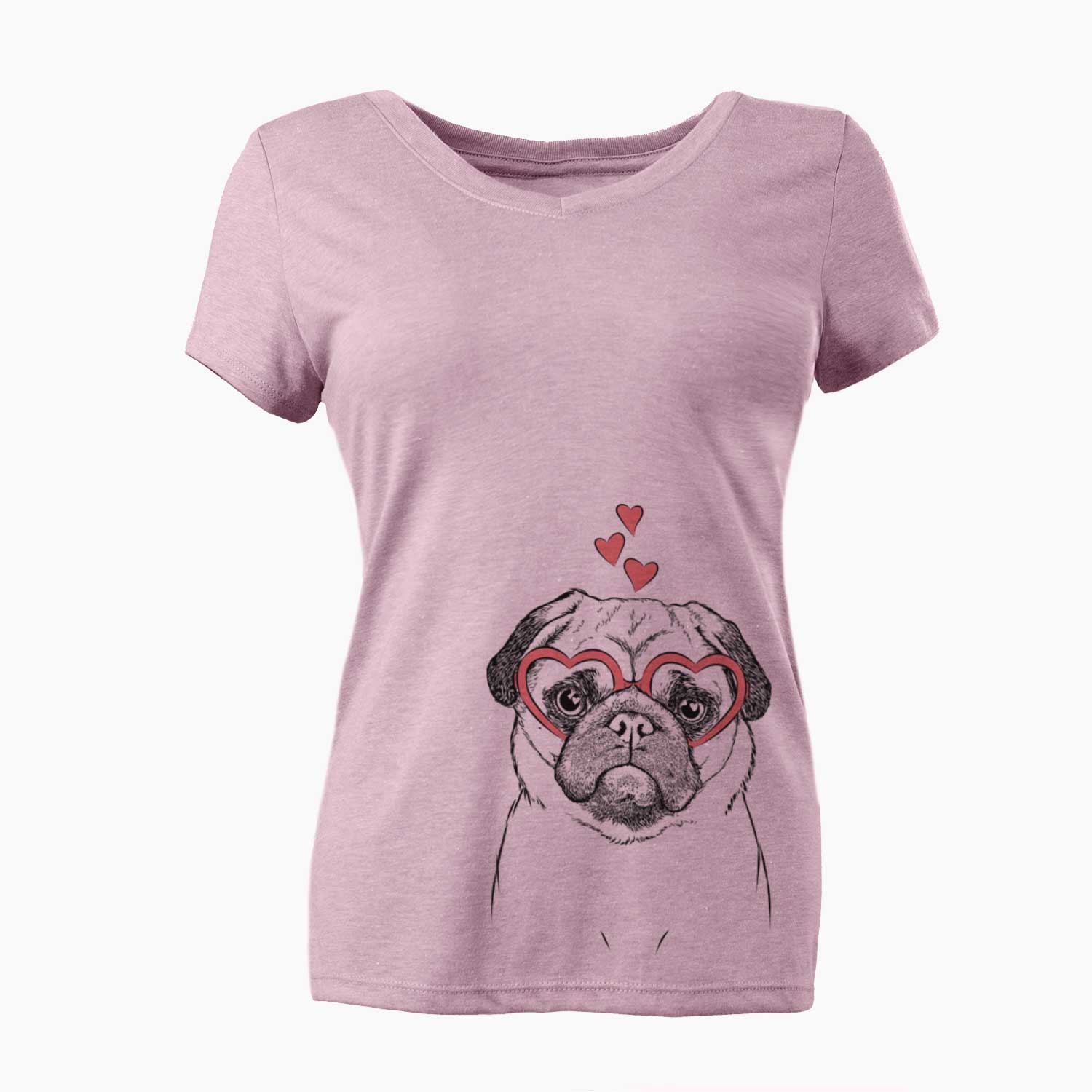 Valentine Ruby the Pug - Women's V-neck Shirt