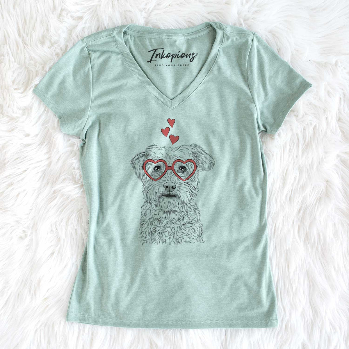 Valentine Rudy the Schnoodle - Women's V-neck Shirt