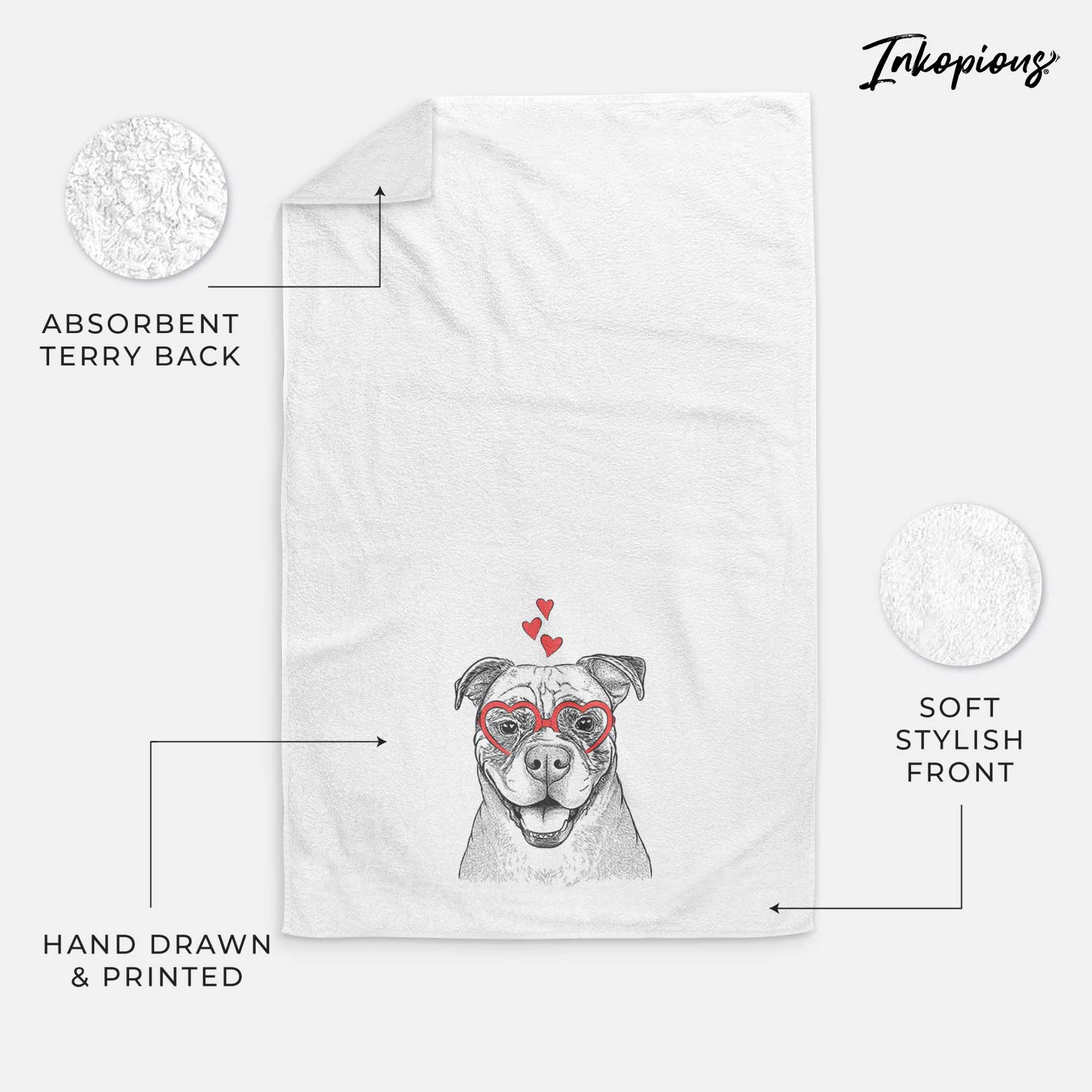 Rufus the American Bulldog Decorative Hand Towel