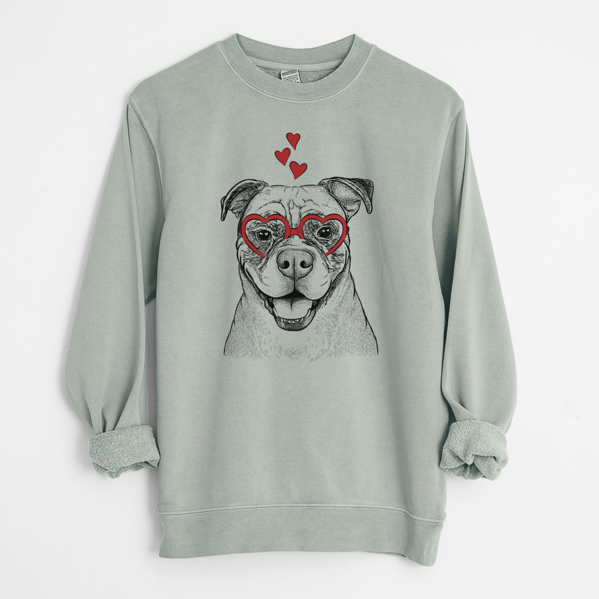 Valentine Rufus the American Bulldog - Unisex Pigment Dyed Crew Sweatshirt