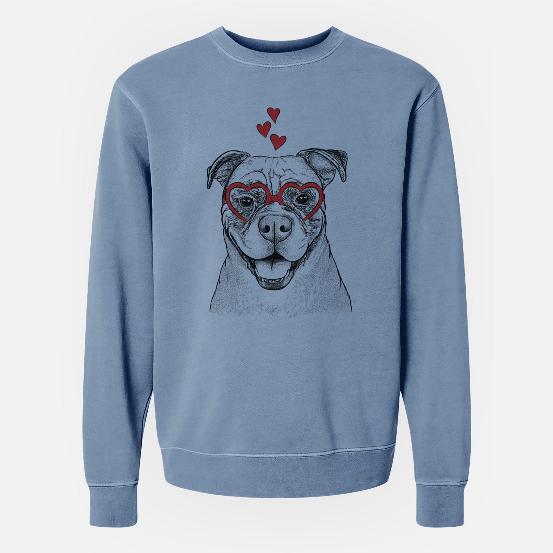 Valentine Rufus the American Bulldog - Unisex Pigment Dyed Crew Sweatshirt