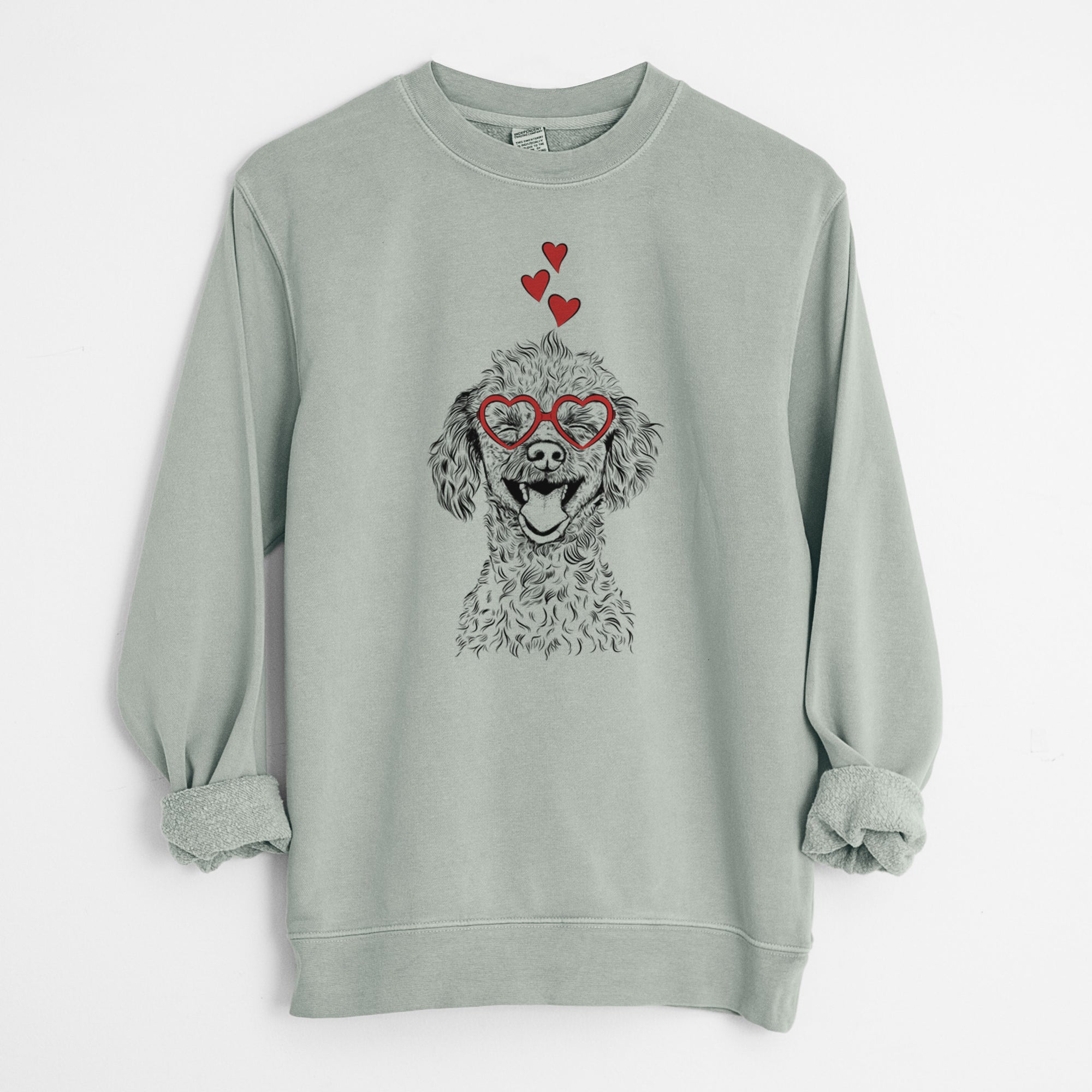 Valentine Rusty the Toy Poodle - Unisex Pigment Dyed Crew Sweatshirt