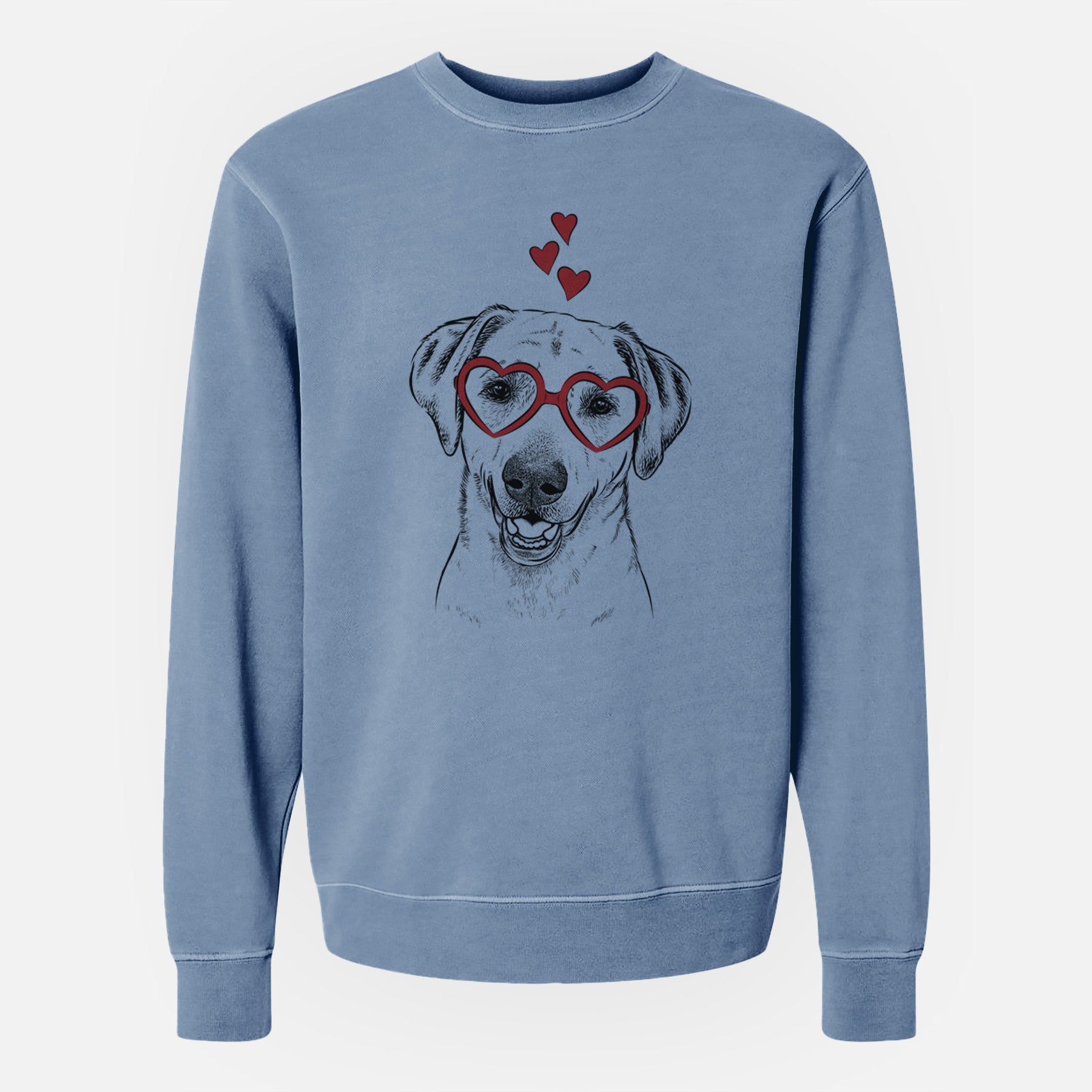 Valentine Rusty the Labrador Retriever - Unisex Pigment Dyed Crew Sweatshirt