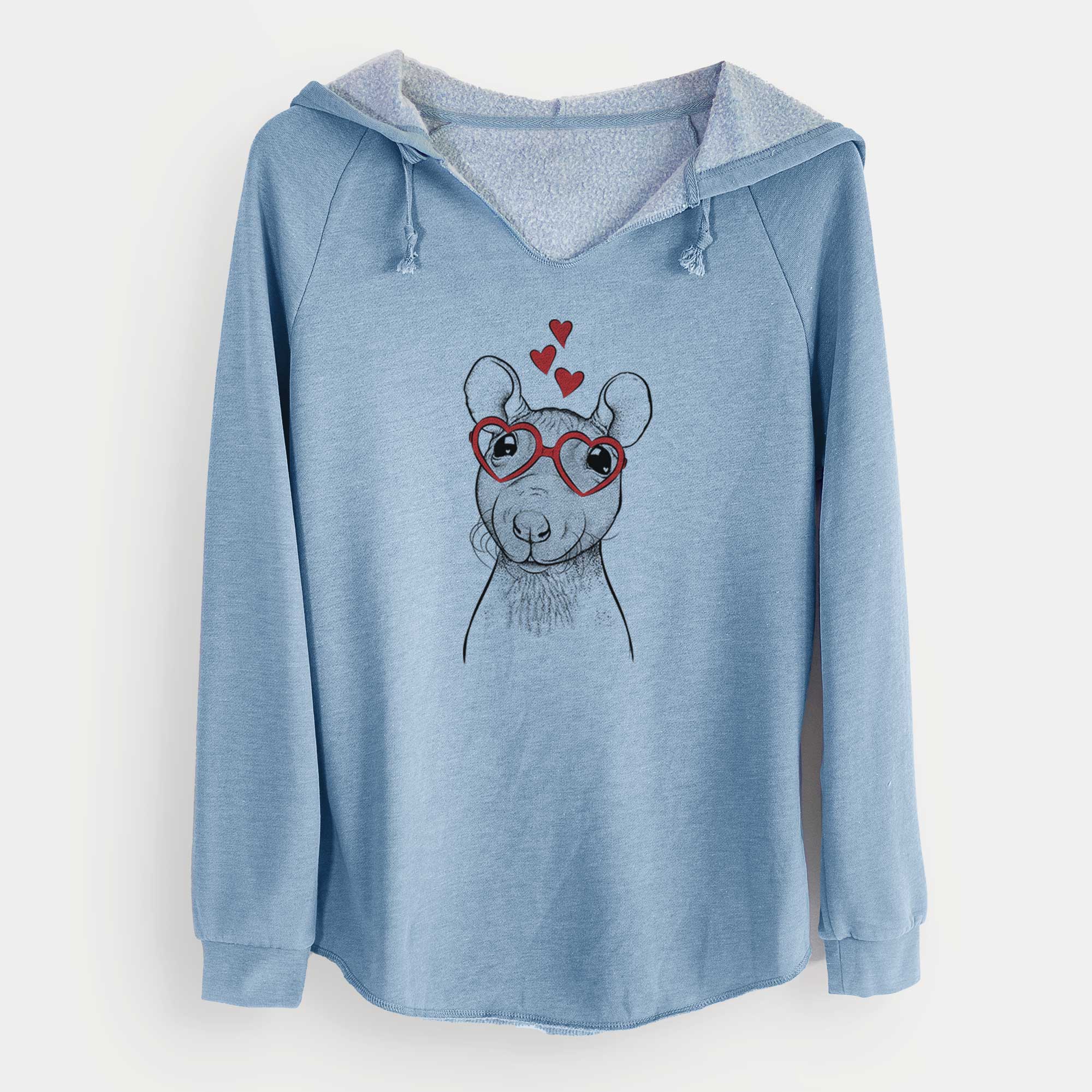 Valentine Ruthie the Hairless Rat - Cali Wave Hooded Sweatshirt