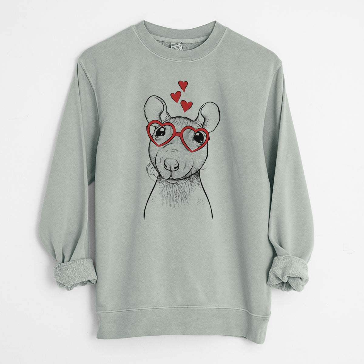 Valentine Ruthie the Hairless Rat - Unisex Pigment Dyed Crew Sweatshirt