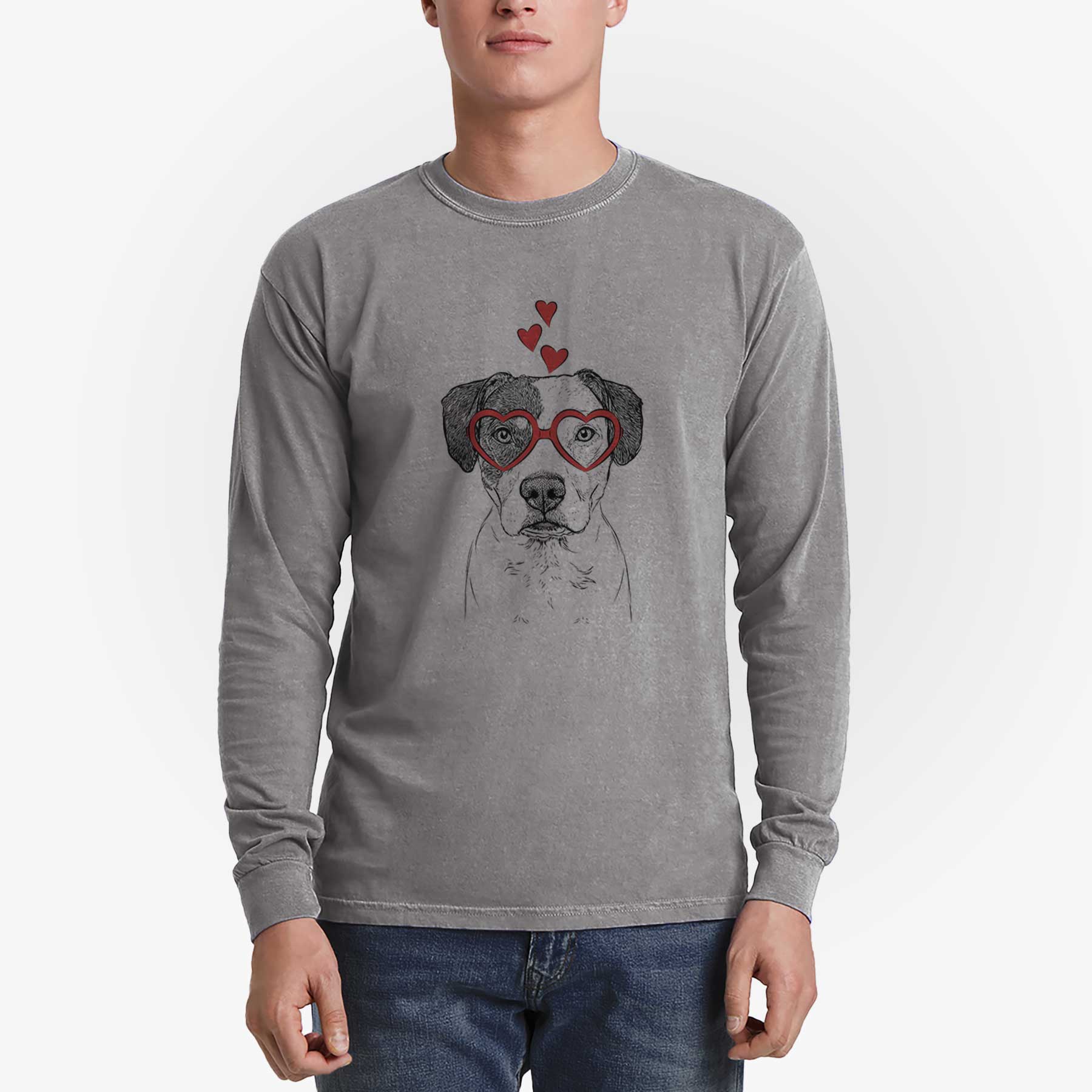 Valentine Ryleigh the Beagle Pitbull Mix - Heavyweight 100% Cotton Long Sleeve