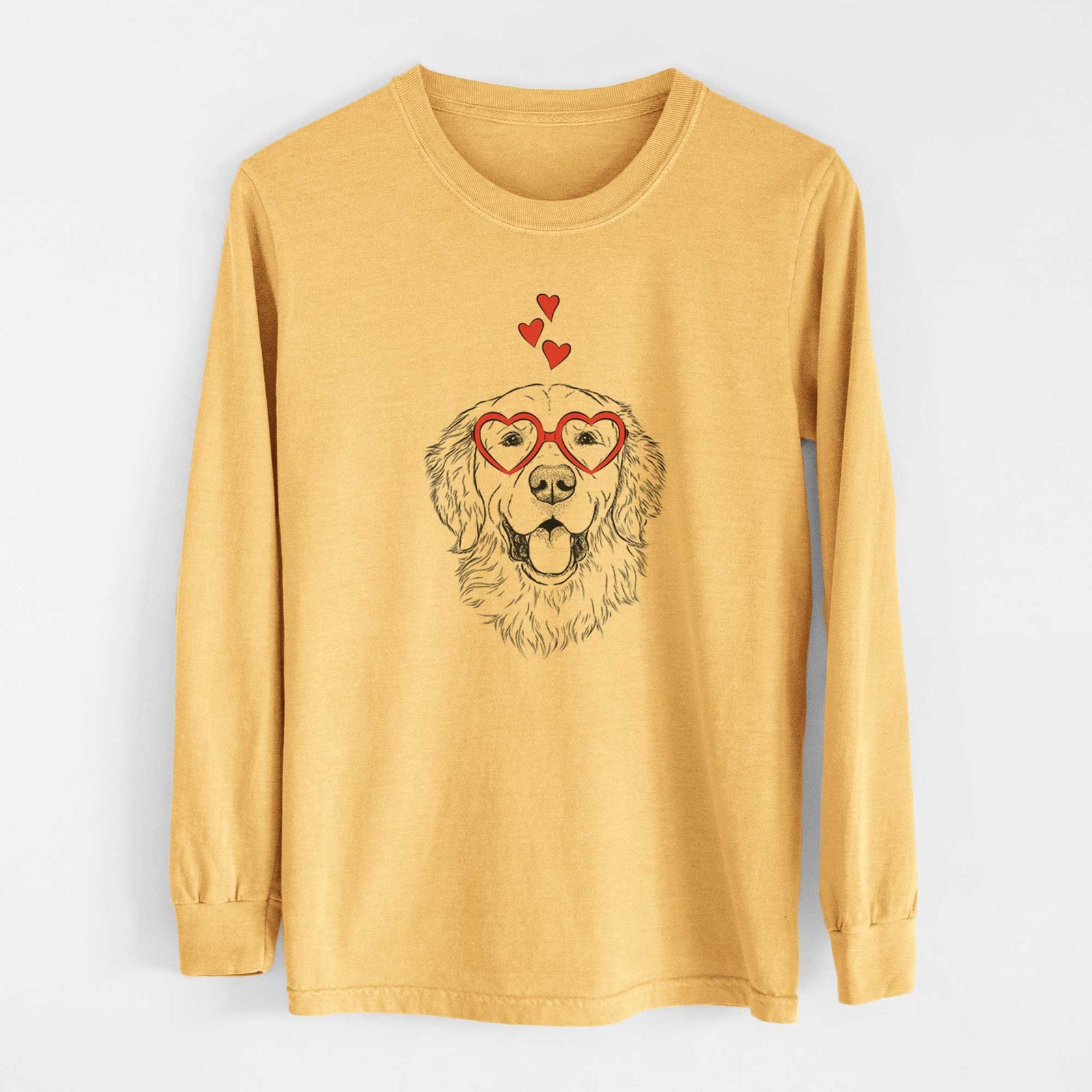 Valentine Sam the Golden Retriever - Heavyweight 100% Cotton Long Sleeve