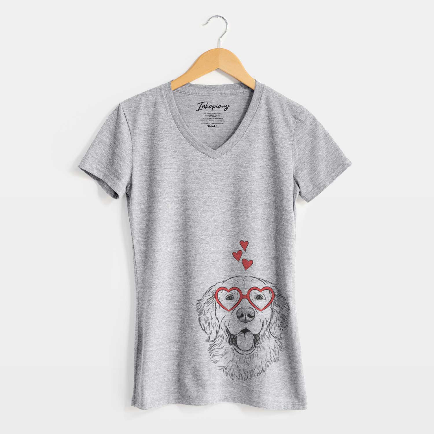 Valentine Sam the Golden Retriever - Women's V-neck Shirt