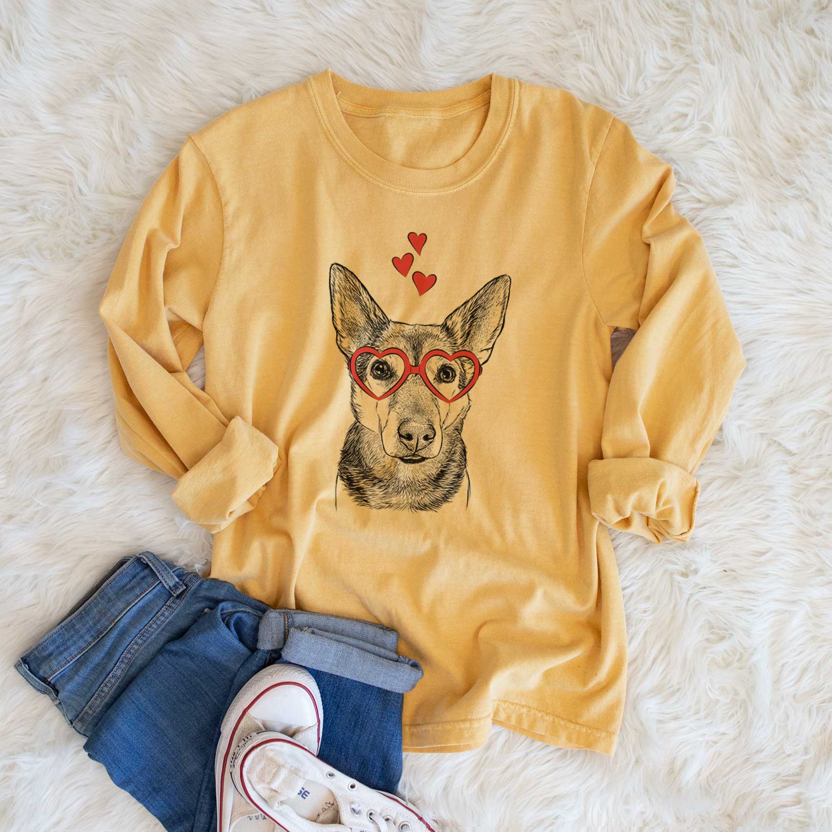 Valentine Sammie the Mixed Breed - Heavyweight 100% Cotton Long Sleeve