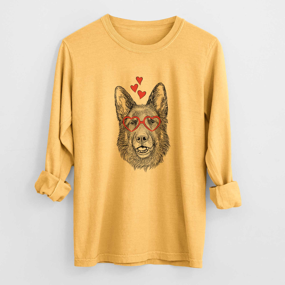 Valentine Sammie the German Shepherd - Heavyweight 100% Cotton Long Sleeve
