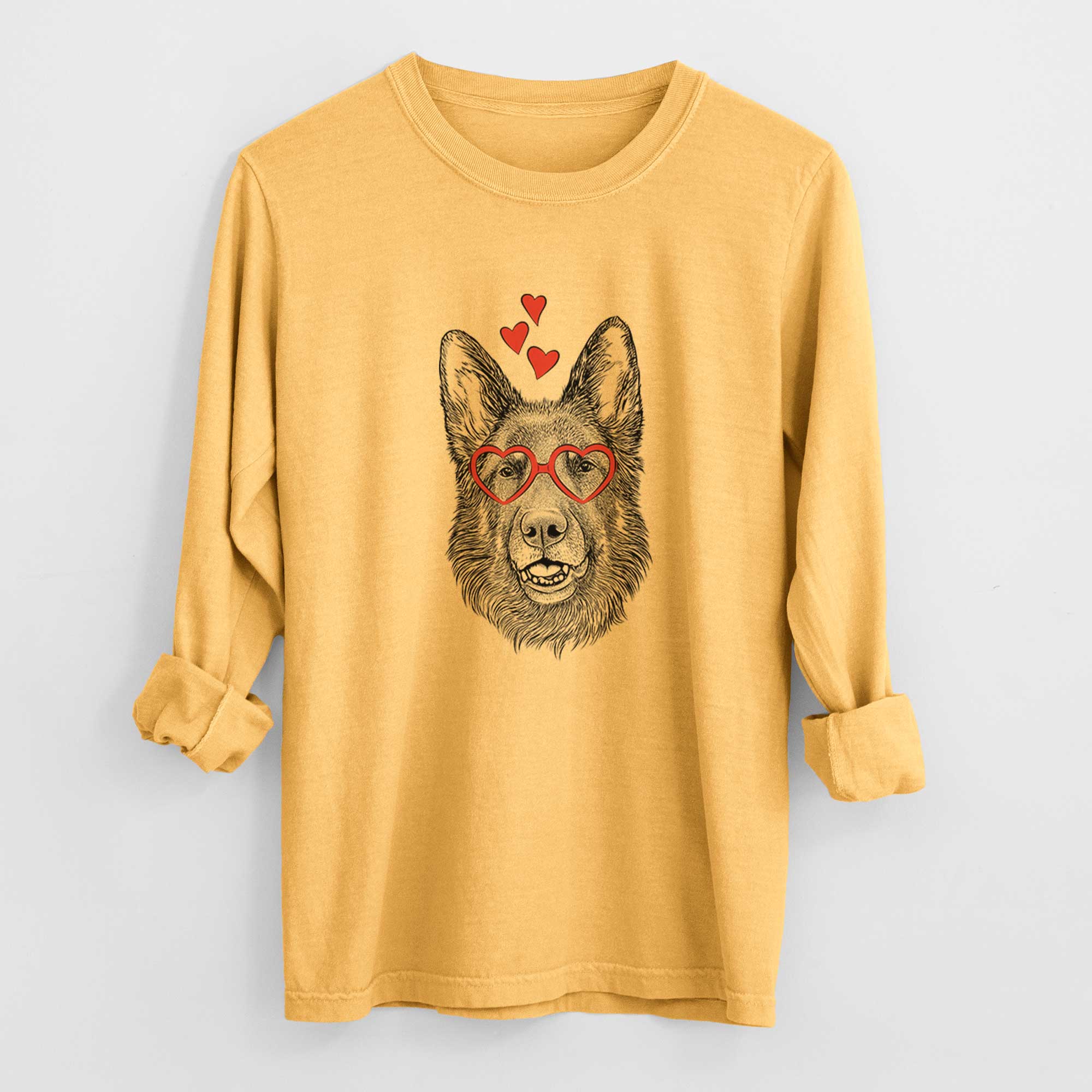 Valentine Sammie the German Shepherd - Heavyweight 100% Cotton Long Sleeve