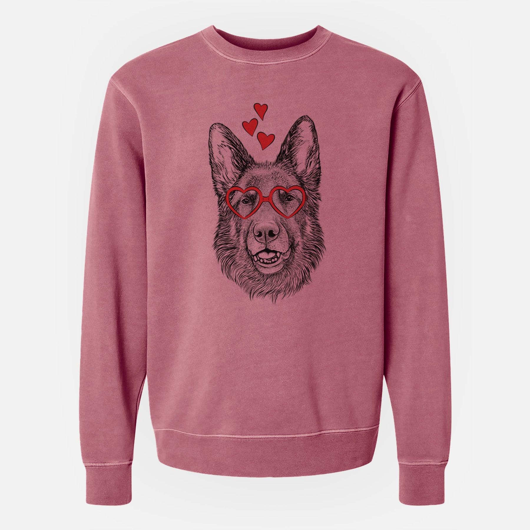 Valentine Sammie the German Shepherd - Unisex Pigment Dyed Crew Sweatshirt