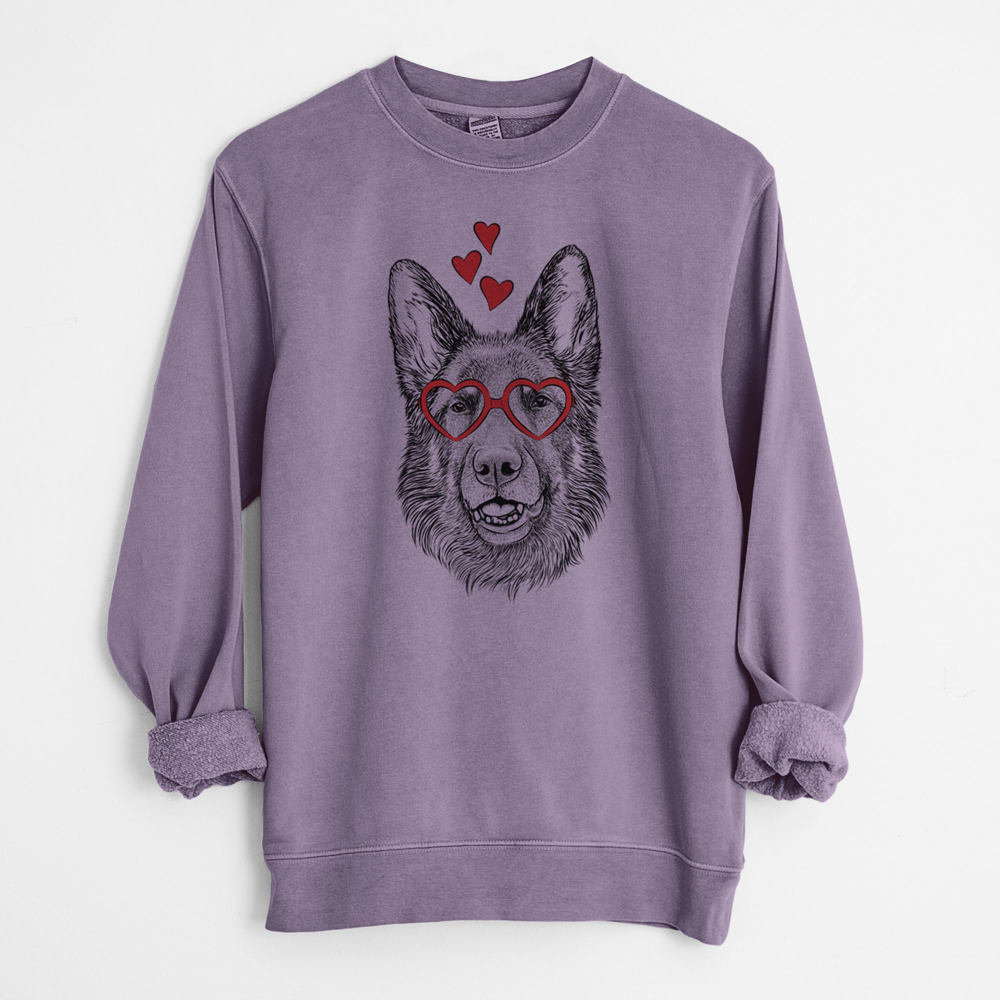 Valentine Sammie the German Shepherd - Unisex Pigment Dyed Crew Sweatshirt