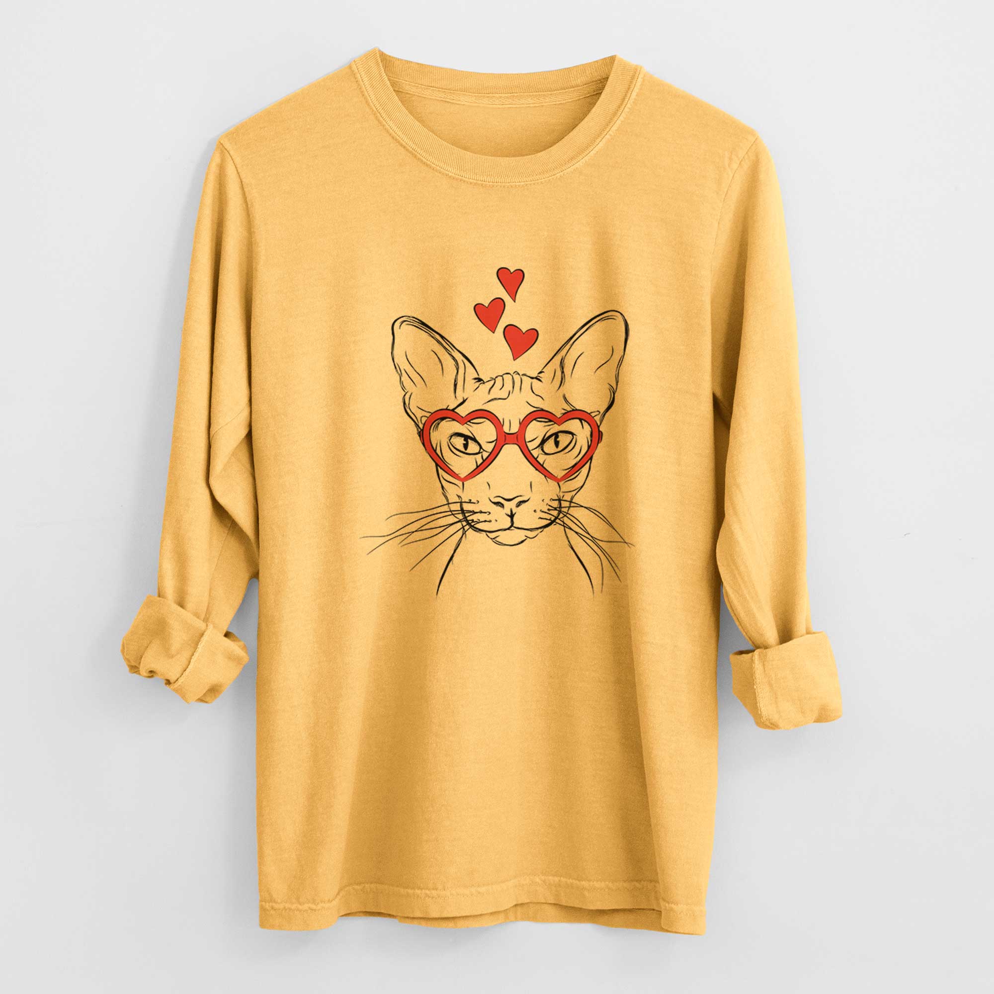 Valentine Sammy the Spinx Cat - Heavyweight 100% Cotton Long Sleeve