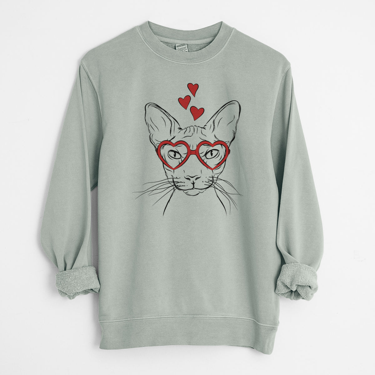 Valentine Sammy the Spinx Cat - Unisex Pigment Dyed Crew Sweatshirt