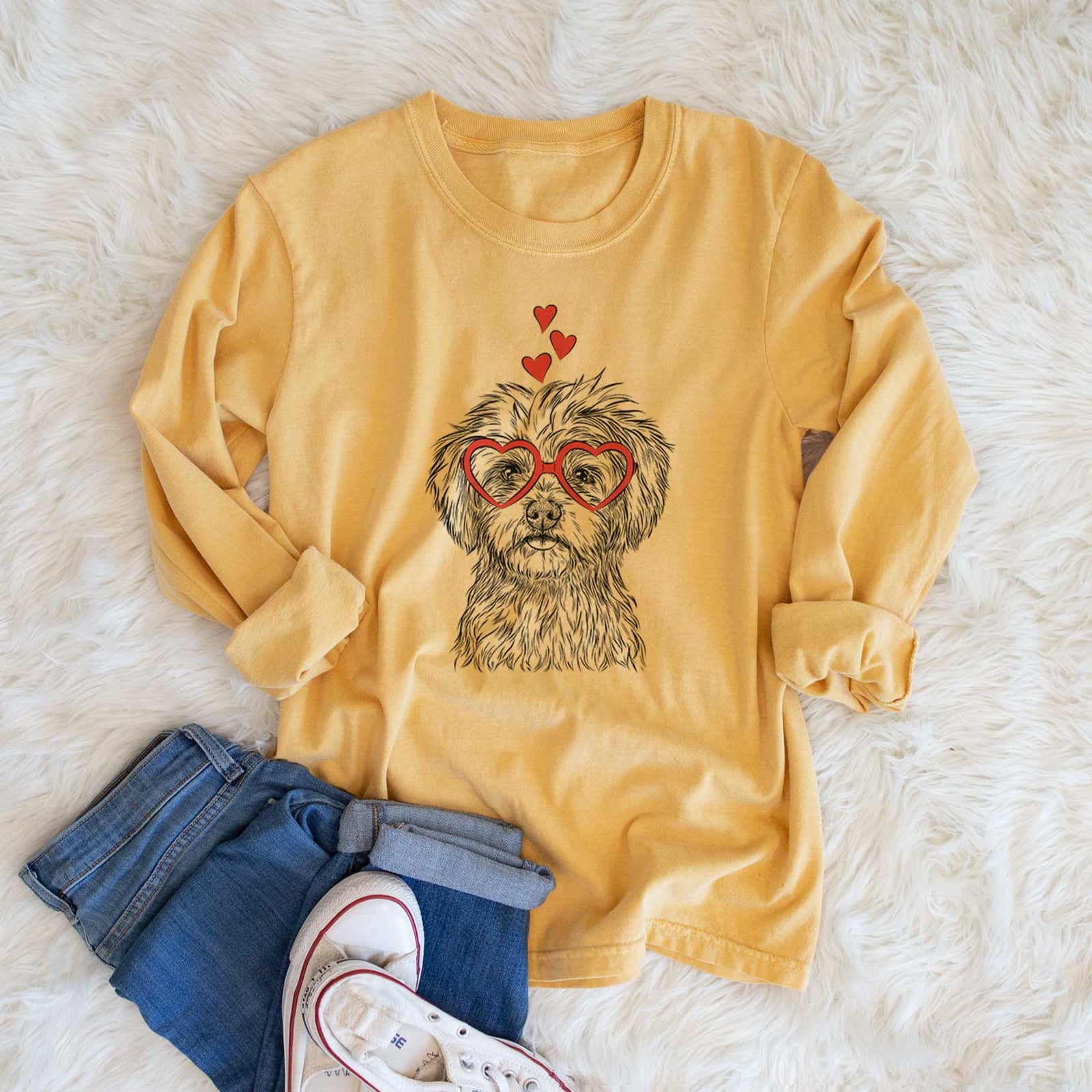 Valentine Sammy the Shorkie - Heavyweight 100% Cotton Long Sleeve