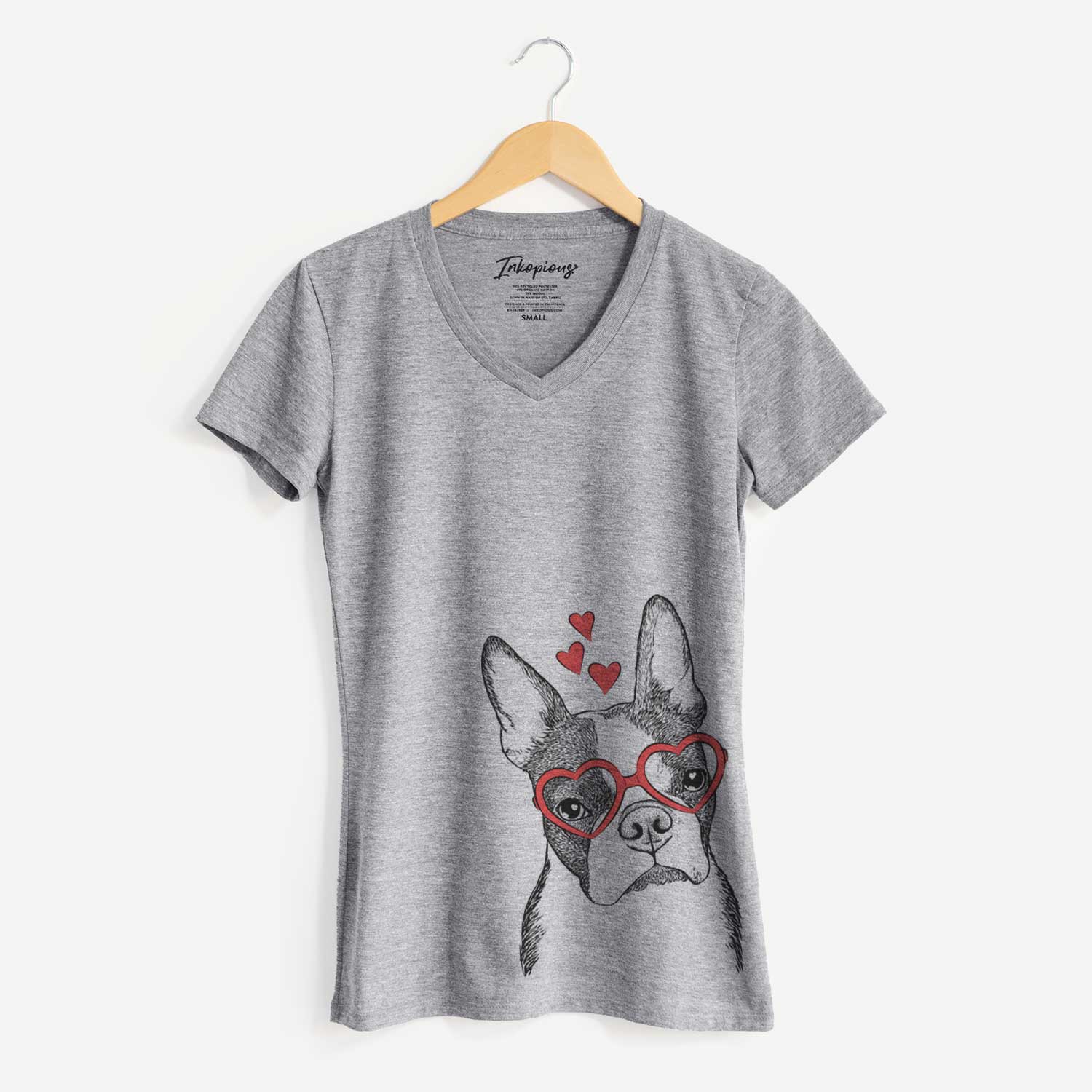 Valentine Samuel the Boston Terrier - Women's V-neck Shirt