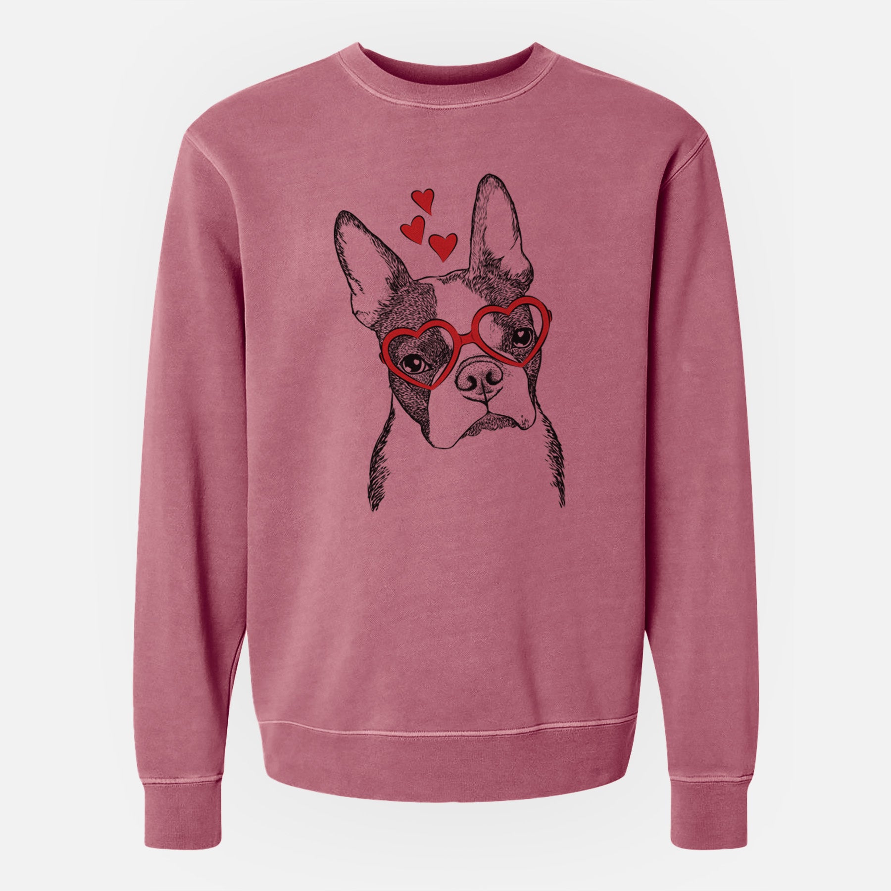 Valentine Samuel the Boston Terrier - Unisex Pigment Dyed Crew Sweatshirt